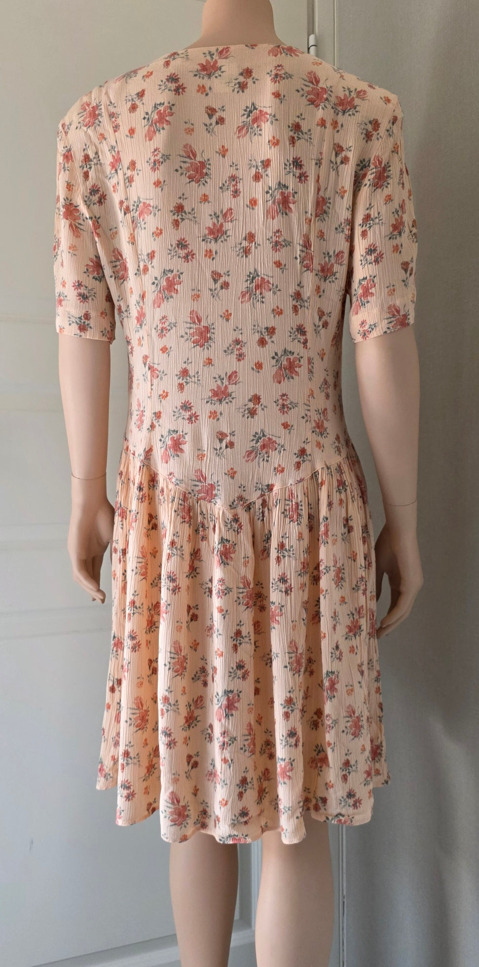 Pola, ruched viscose dress from the 90s, size 40-42