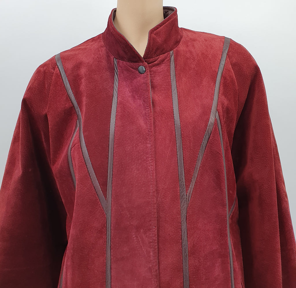 Beeline, Finnish suede jacket from the 80s-90s, color burgundy, size 42