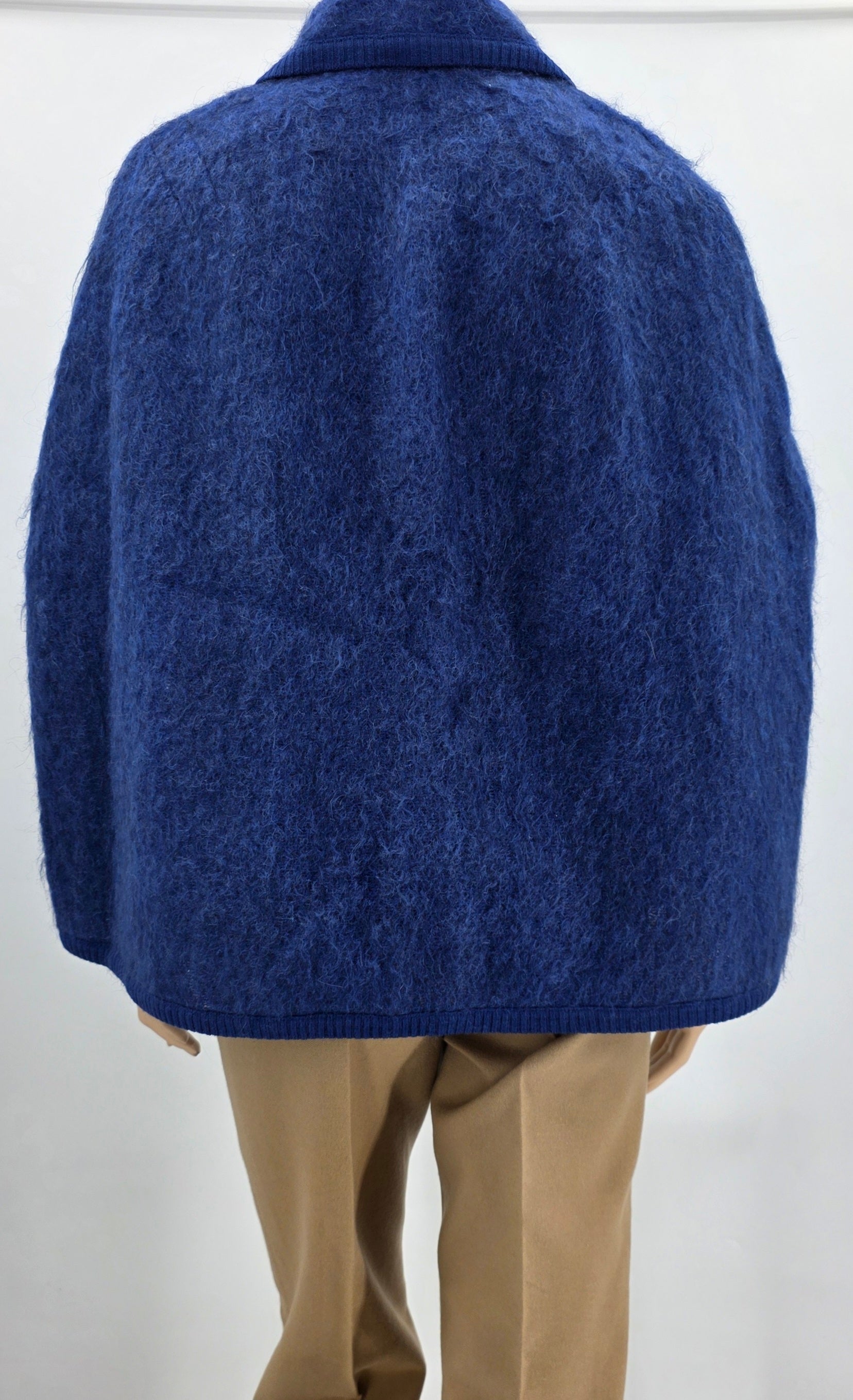 Blue woolen cape from the 60s-70s, one size