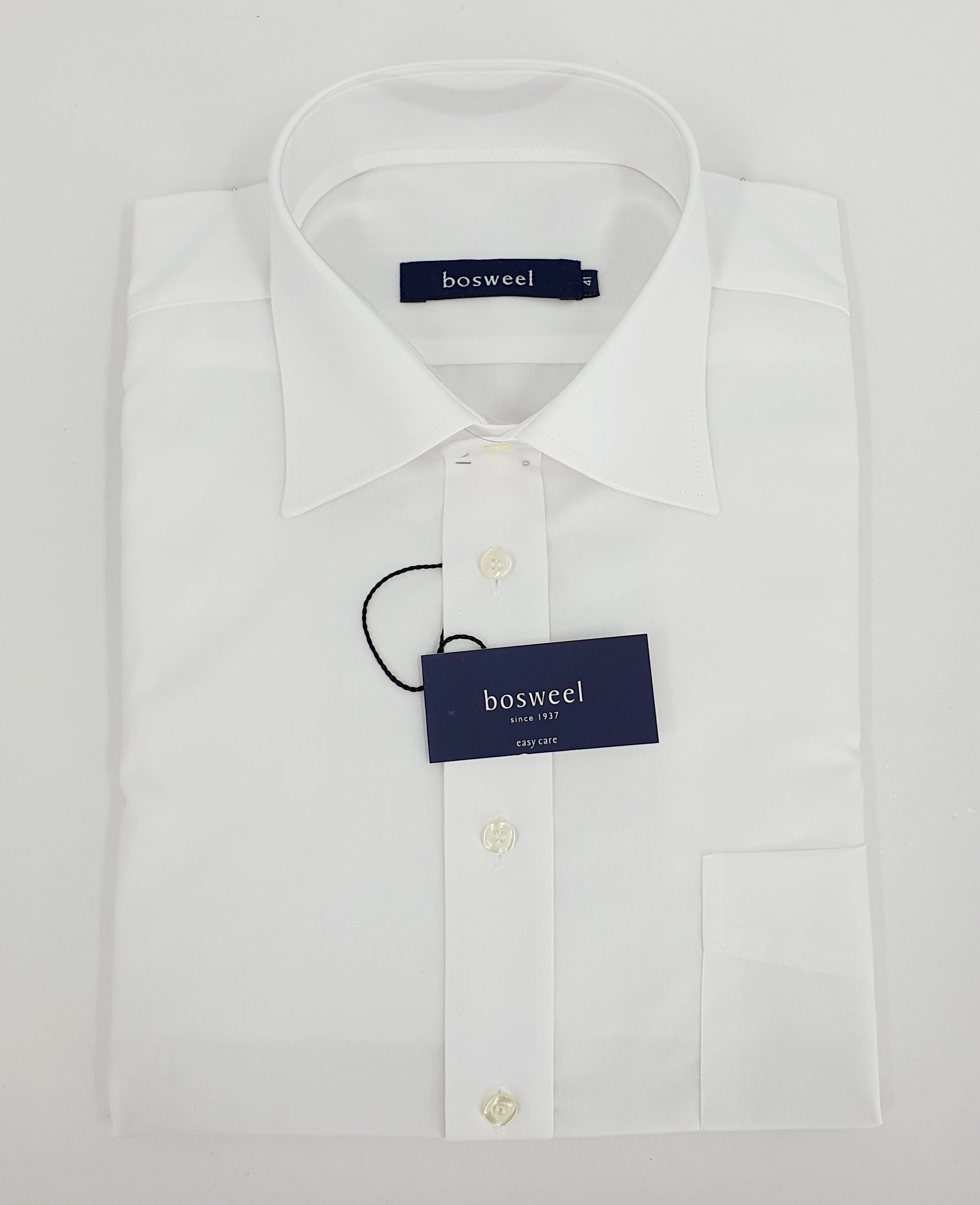 Bosweel, unused men's long-sleeved shirt, color white, size 41