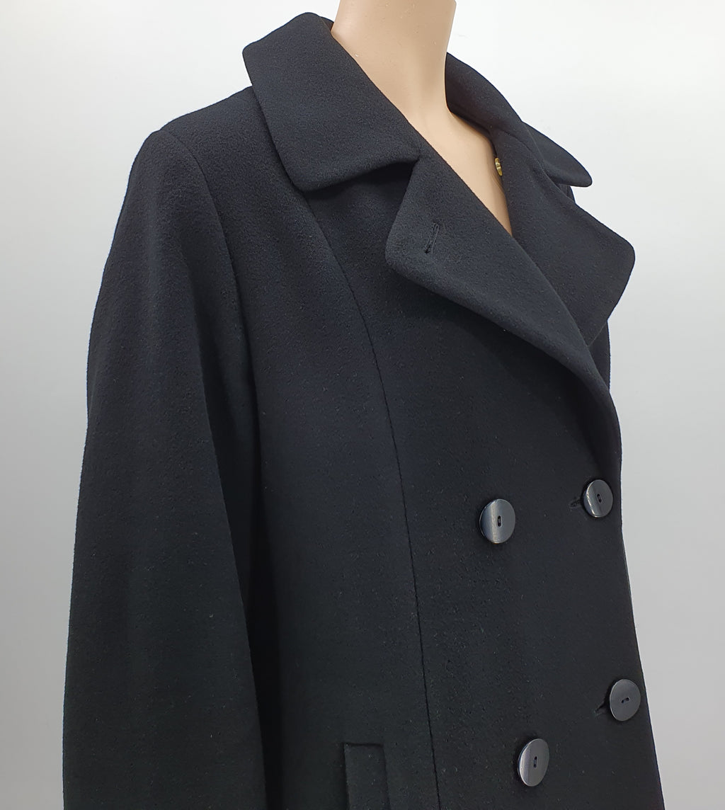 Finn-Flare, black long wool coat, size 42