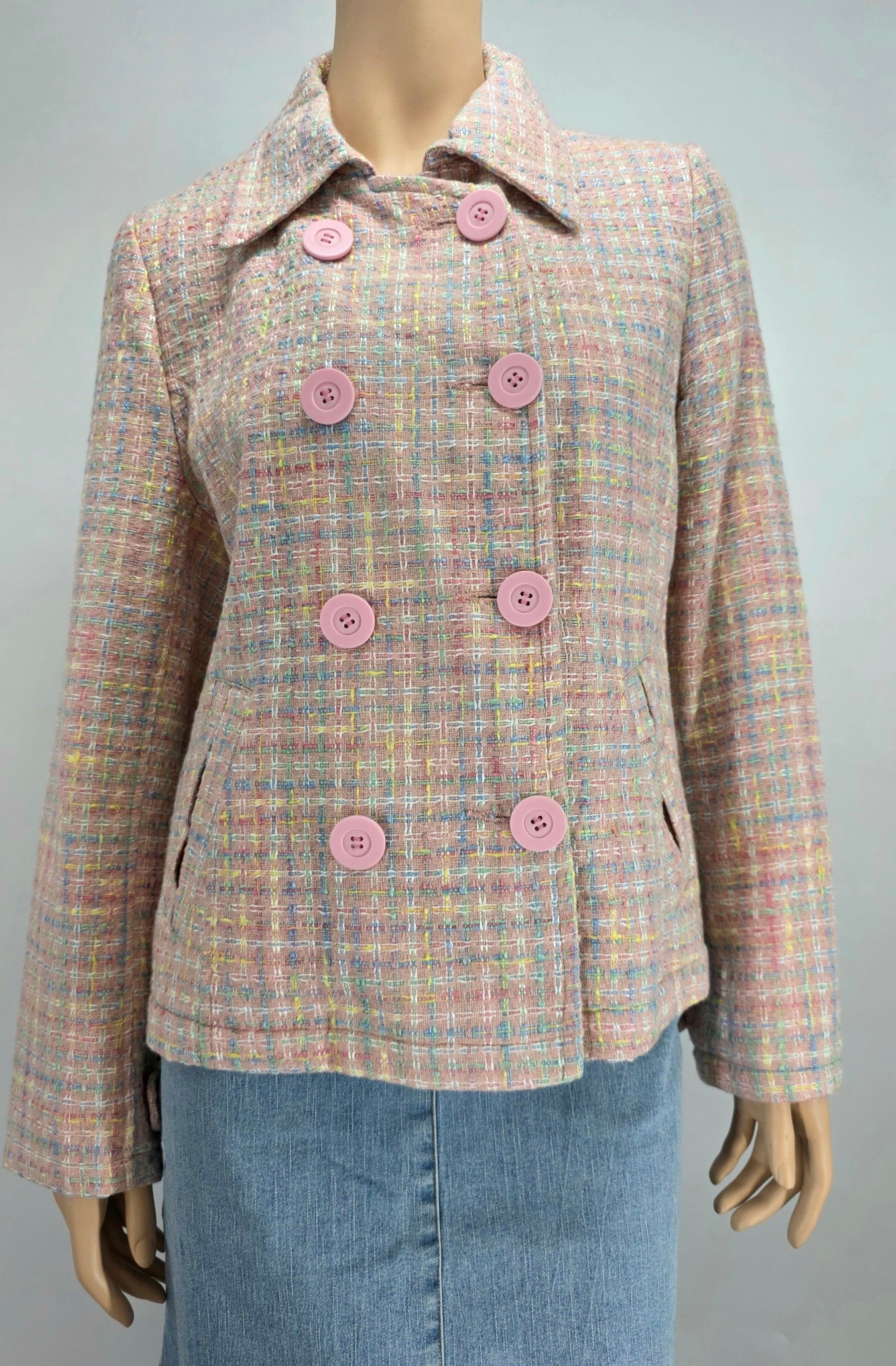 Blu Aqua, pink checked jacket from the 90s-2000s, size 40