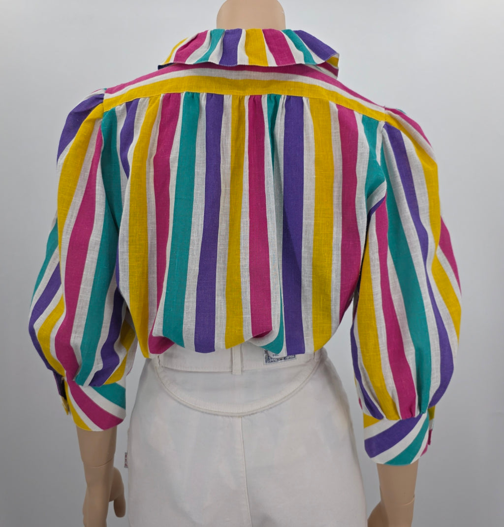 Colorful striped blouse from the 80s, size 38-40-42