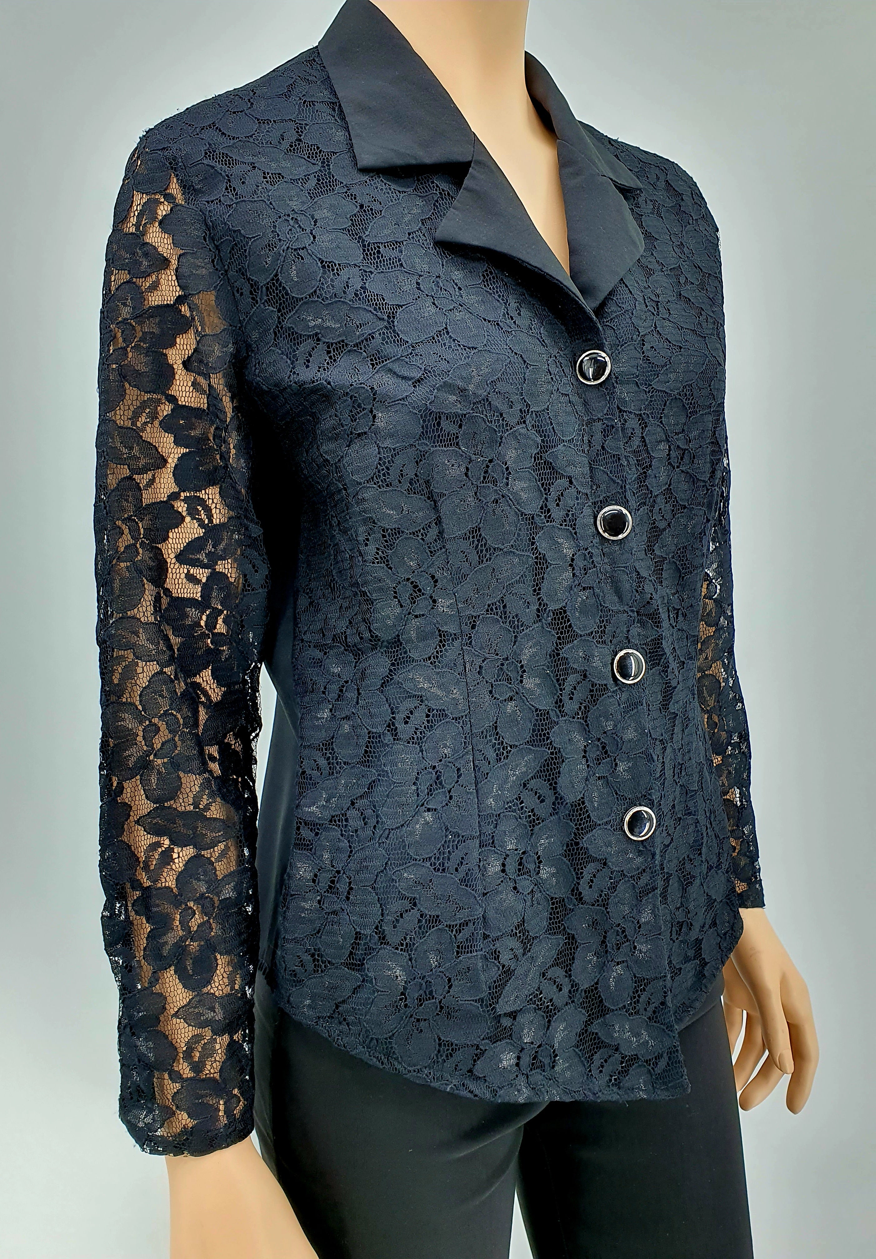 Martinelli, black lace jacket from the 90s, size 38-40