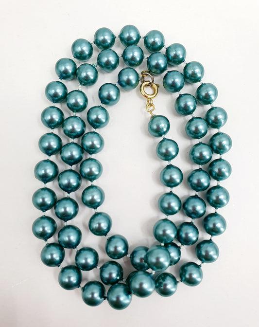 Turquoise pearl necklace, length 58cm