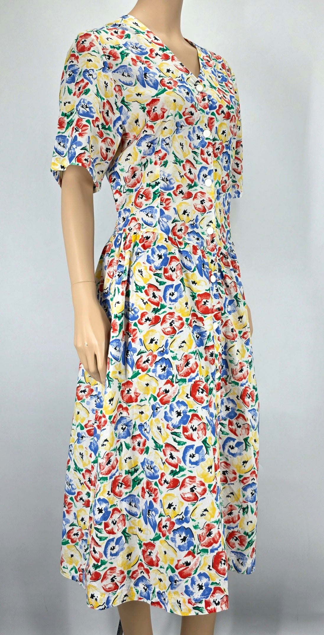 Floral cotton dress from the 80s-90s, size 38/40