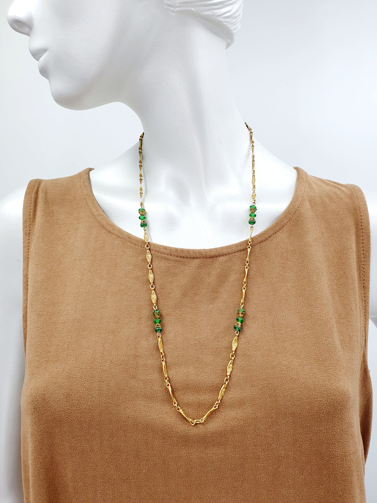 Long gold-colored necklace from the 60s-70s, length 70cm