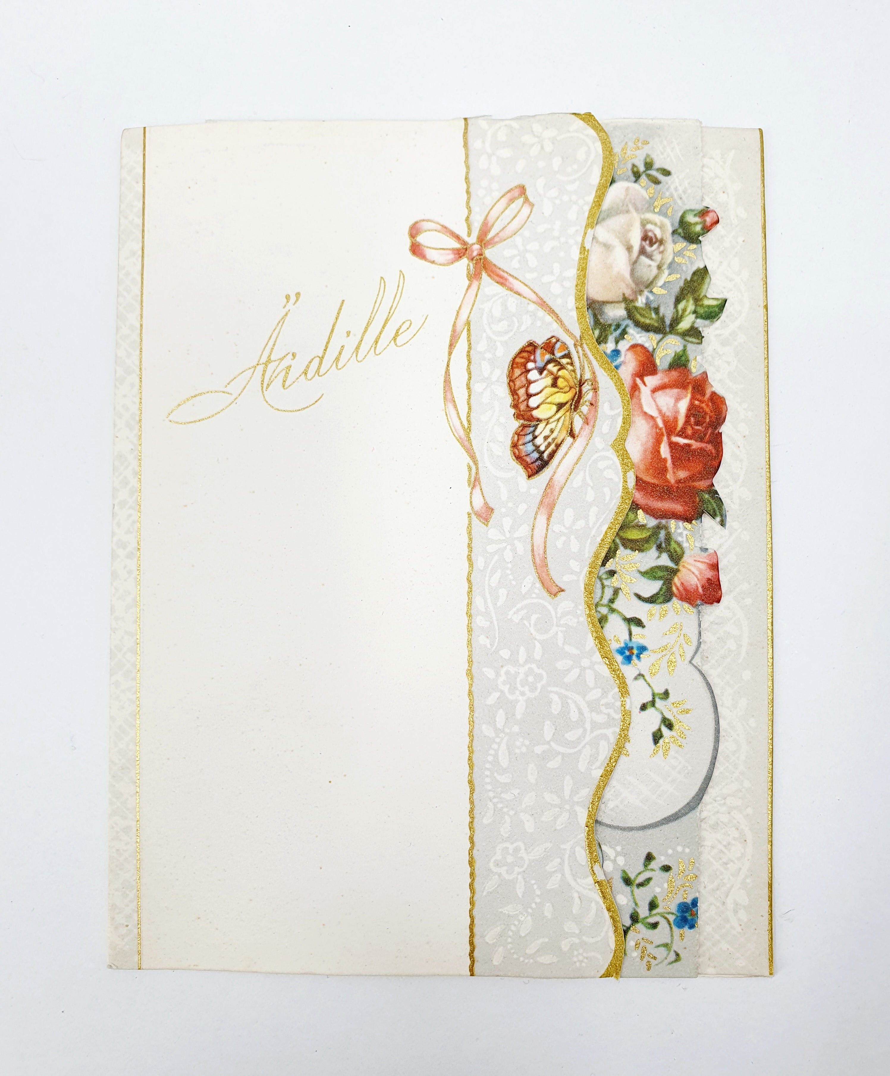 Three-dimensional Mother's Day card from the 1940s-50s, butterfly/bow tie