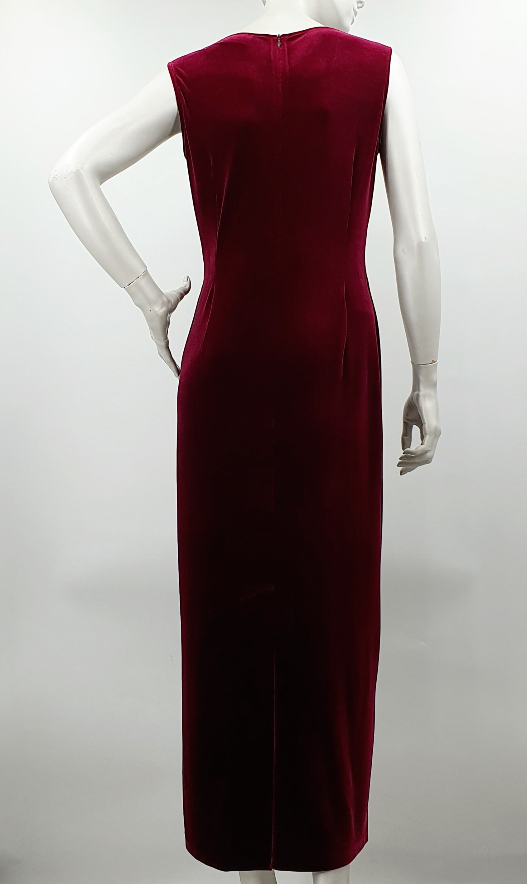 L'Amoura, burgundy velvet maxi dress from the 90s, size 36-38