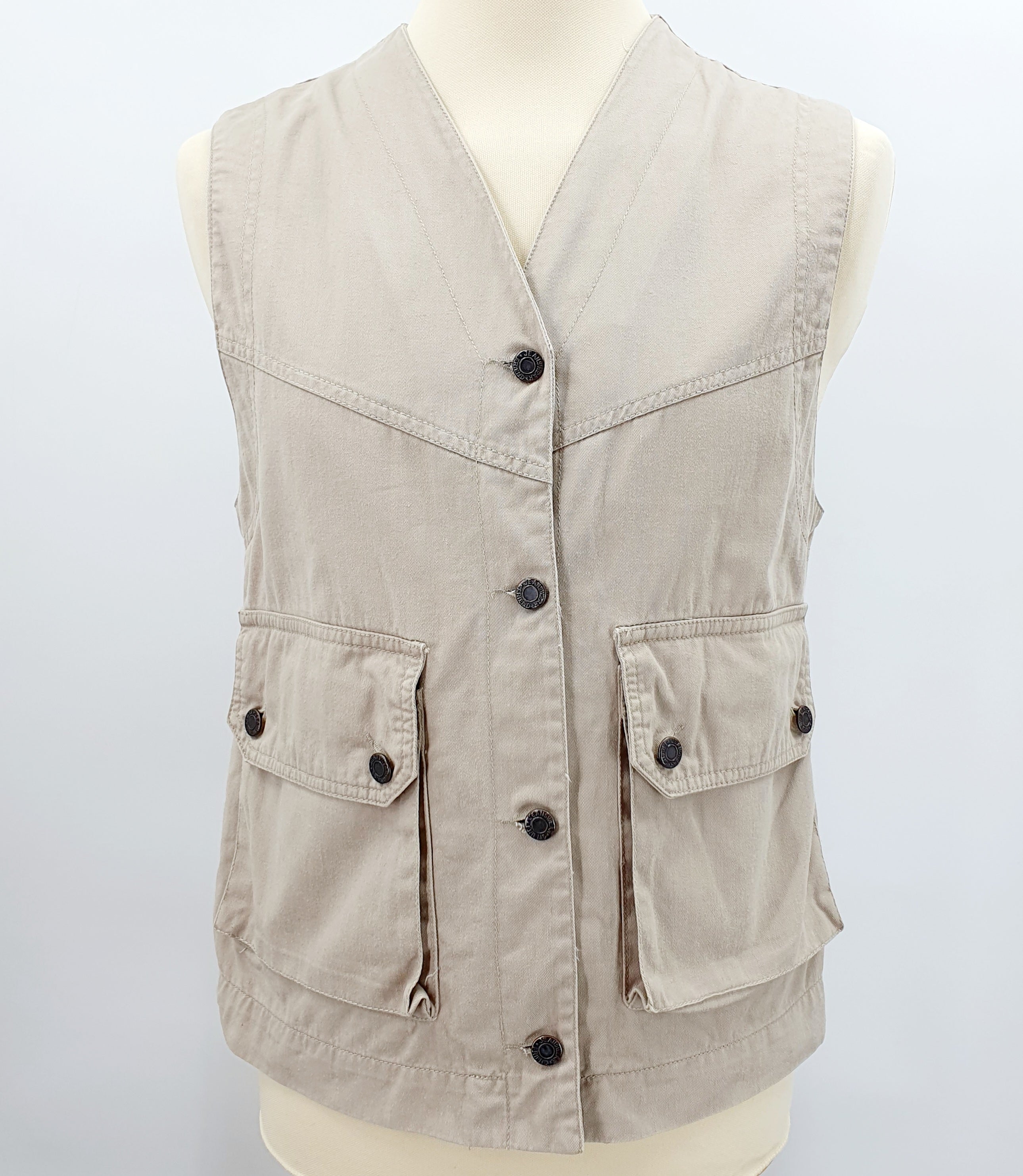 Ragazzi, beige kalastajanliivi 90-luvulta, koko miesten S