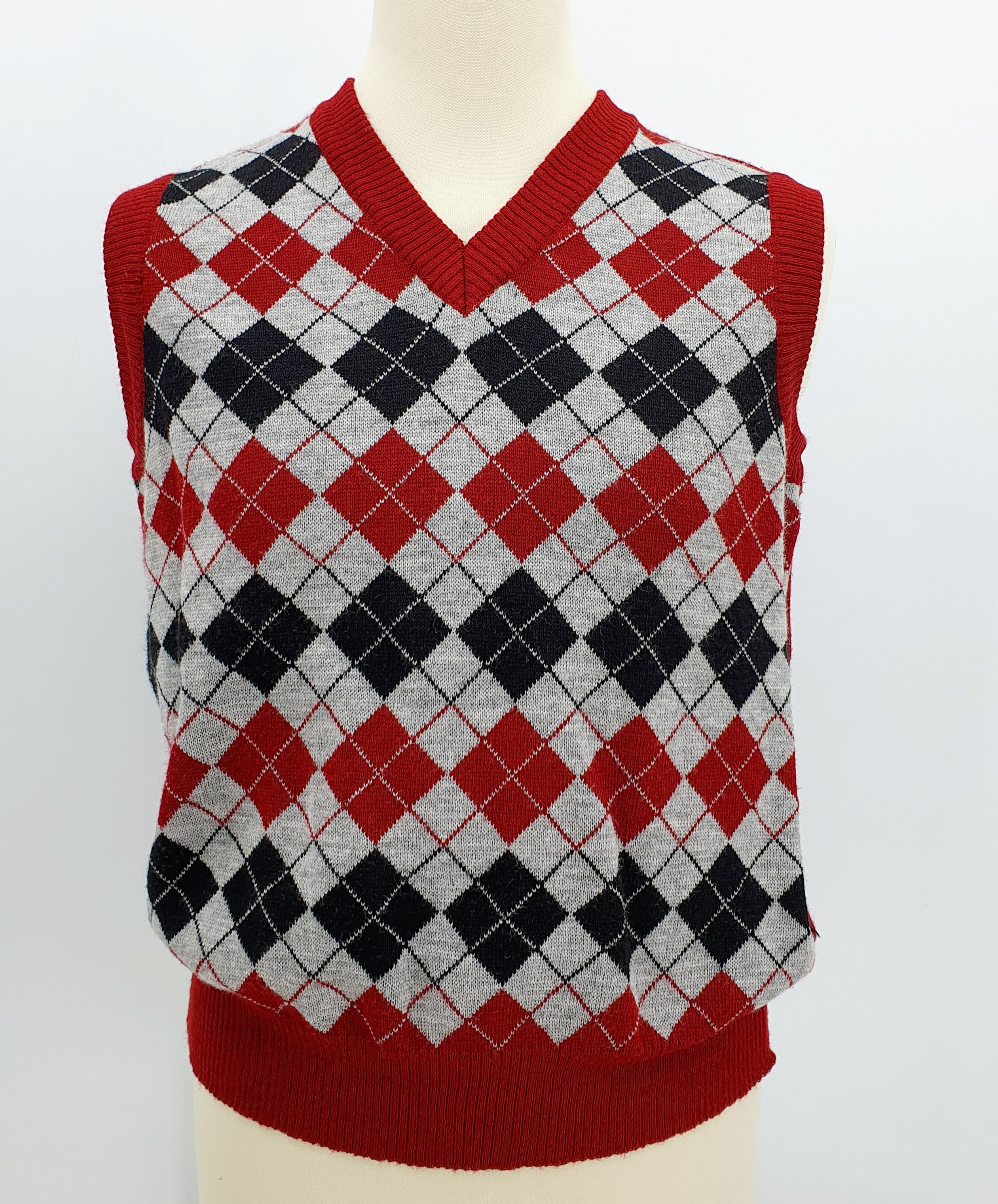 Ruutukuvioinen miesten neuleliivi 80-luku