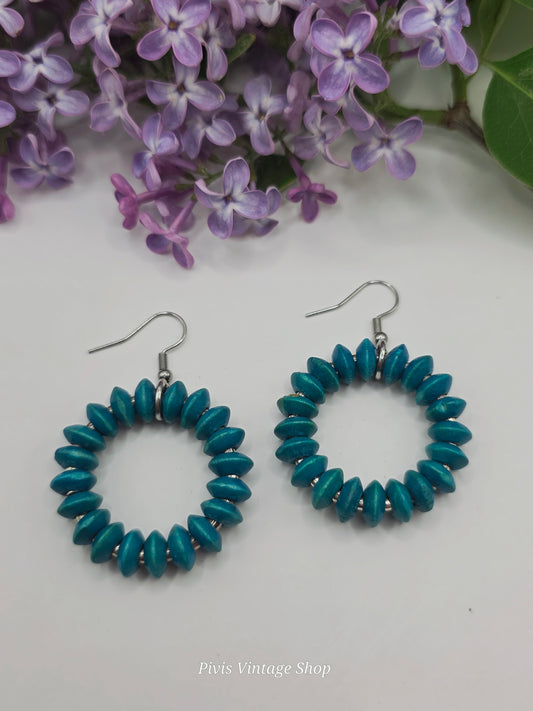 UpCycled by Pivis, Ring recycled earrings, turquoise