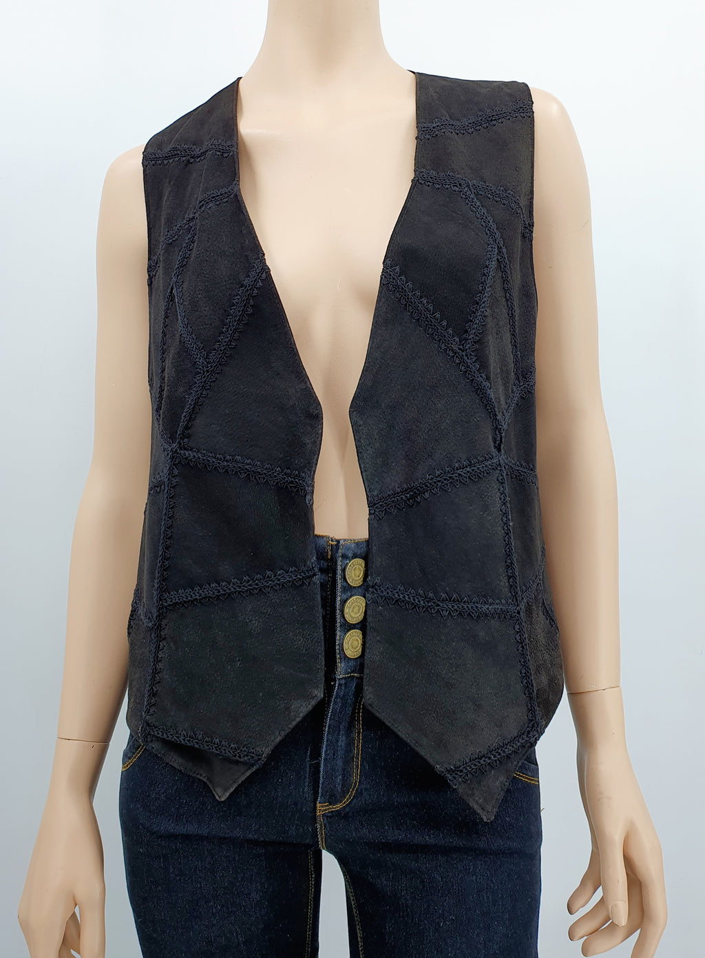 Musta mokkanahkapala liivi 90-luvulta