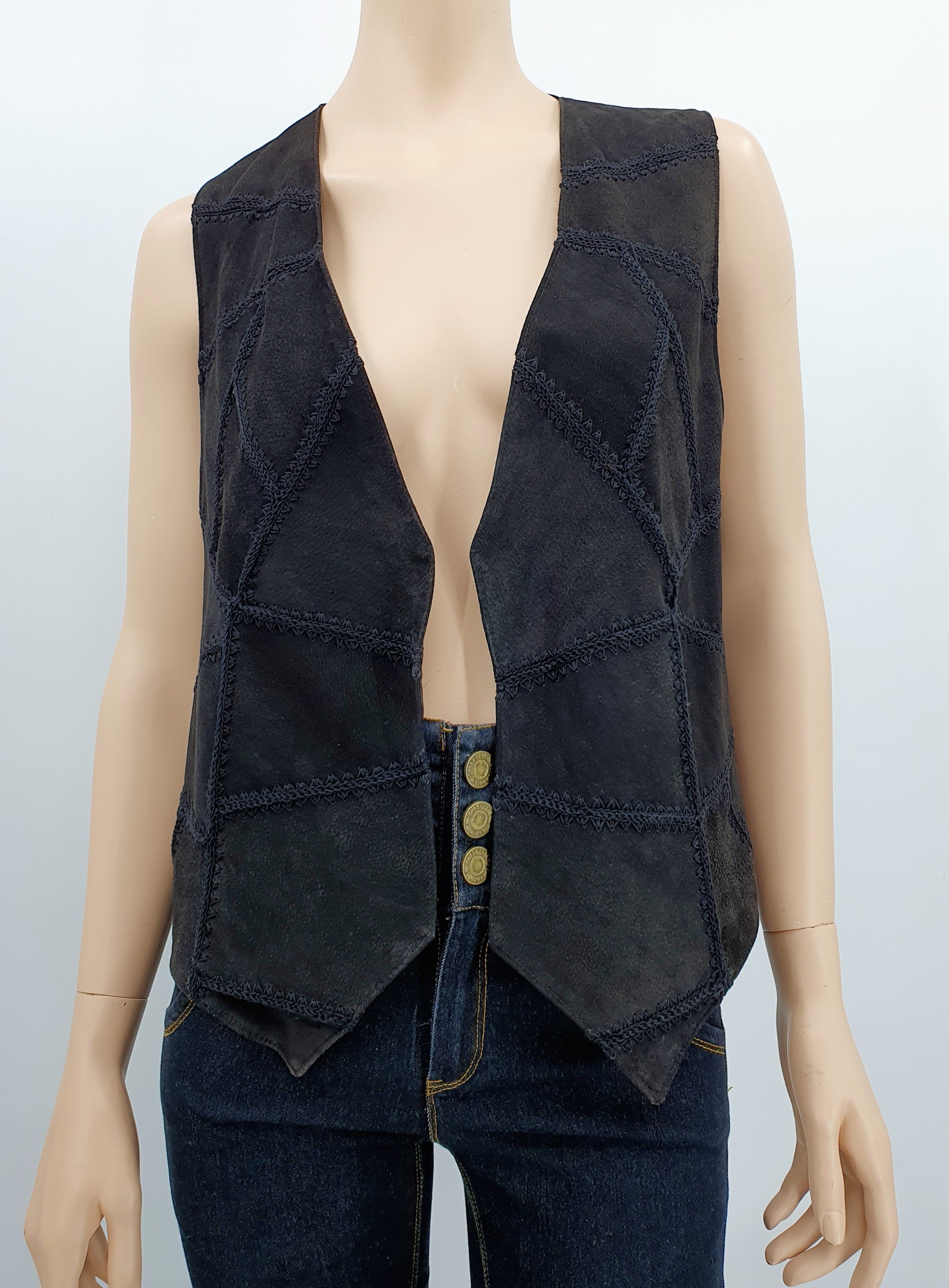 Musta mokkanahkapala liivi 90-luvulta