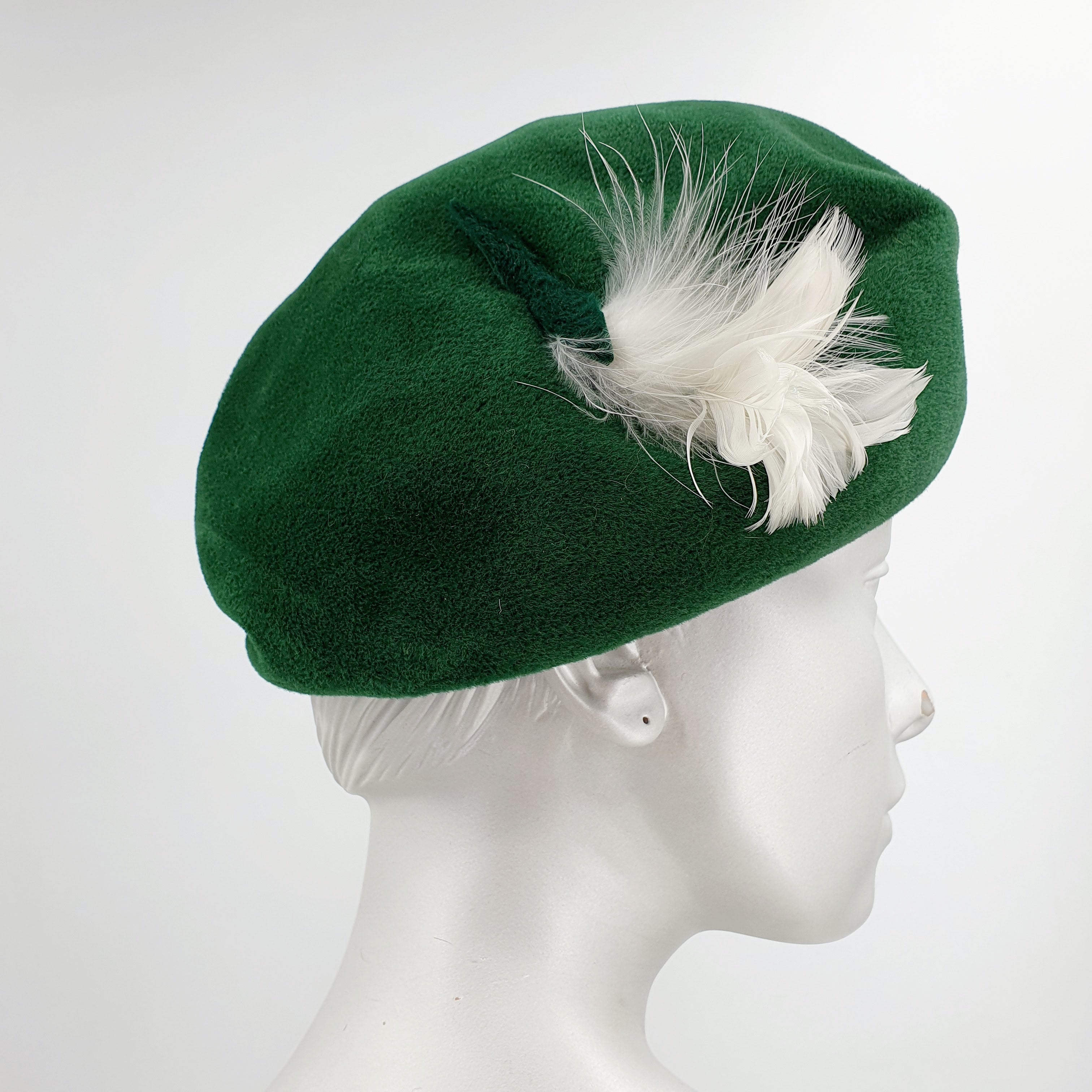 Green vintage felt hat, 50s-60s, 52-58cm