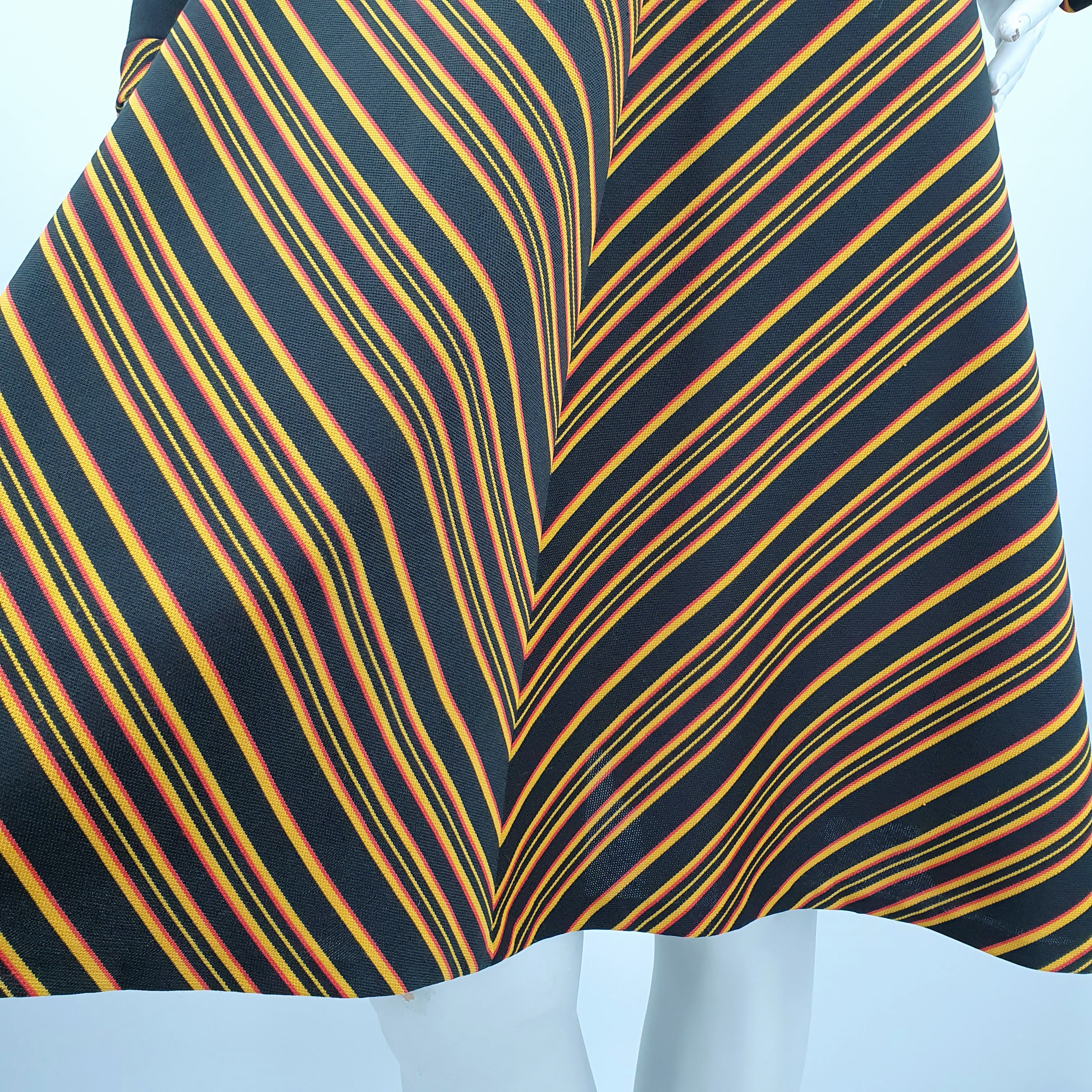Anne, long-sleeve diagonal stripe hem dress from the 70s, size 38
