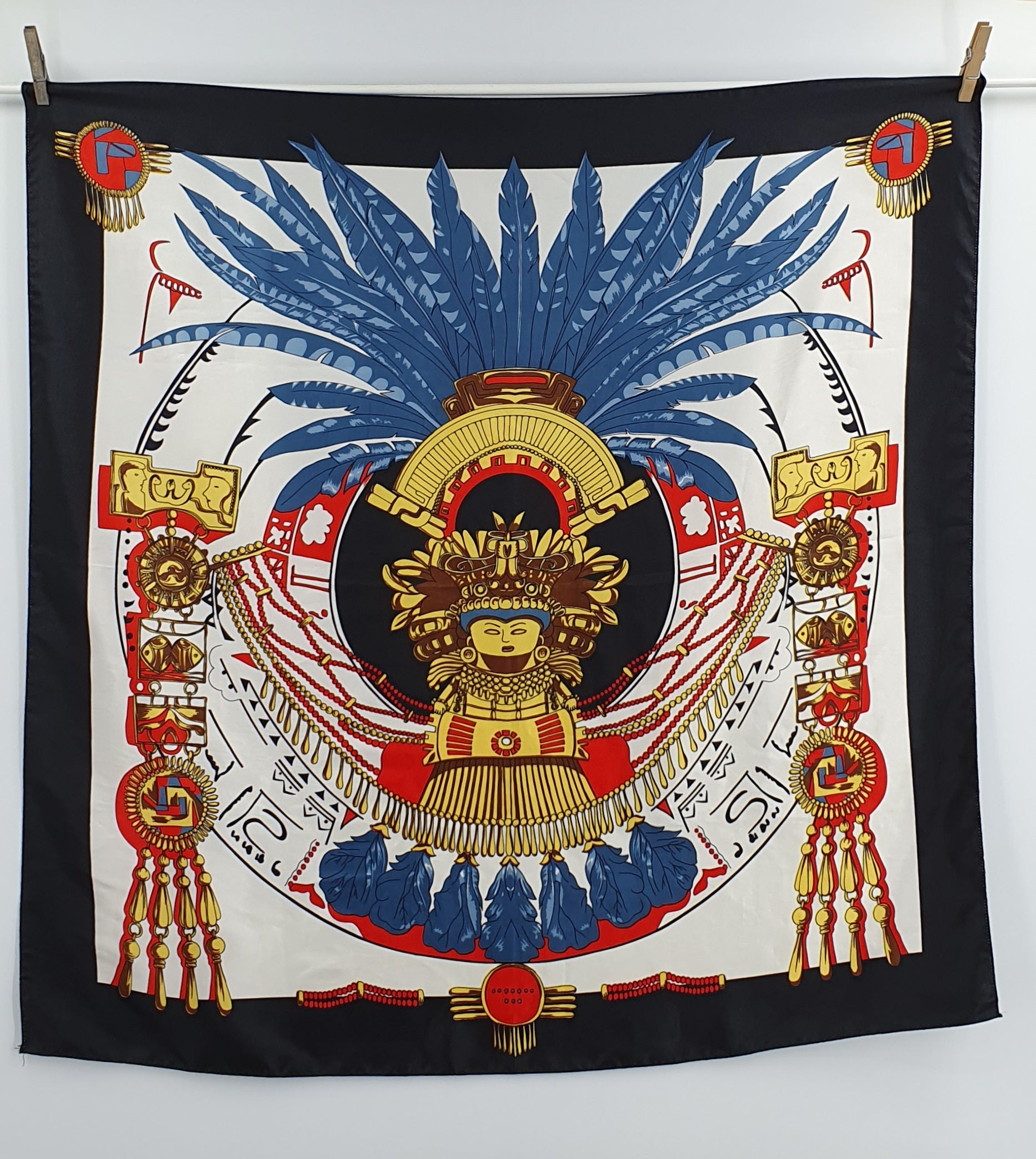 Etelä-Amerikkalais-aiheinen iso huivi, koko 86x86cm