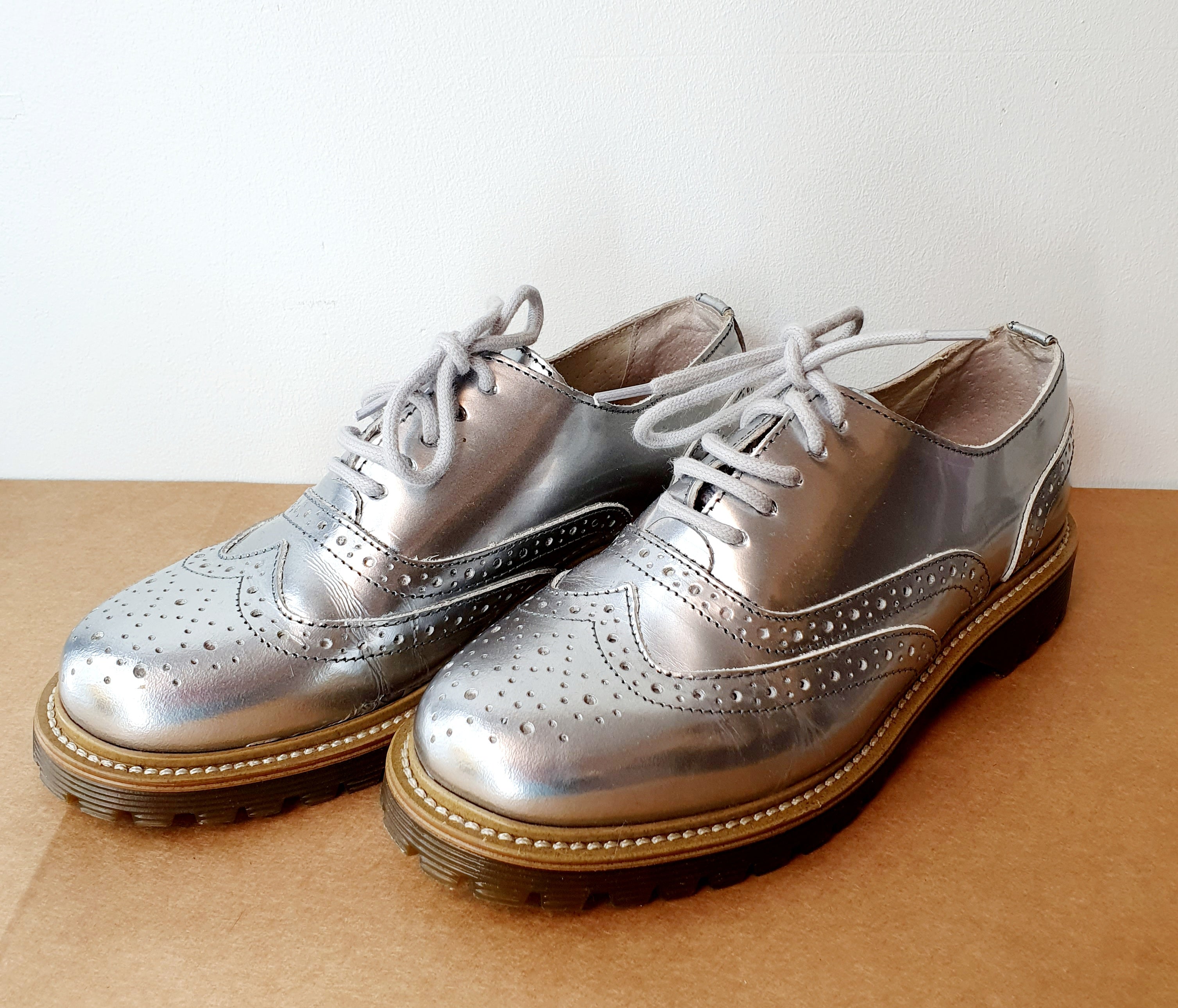 Office Girl, silver walking shoes, size 37