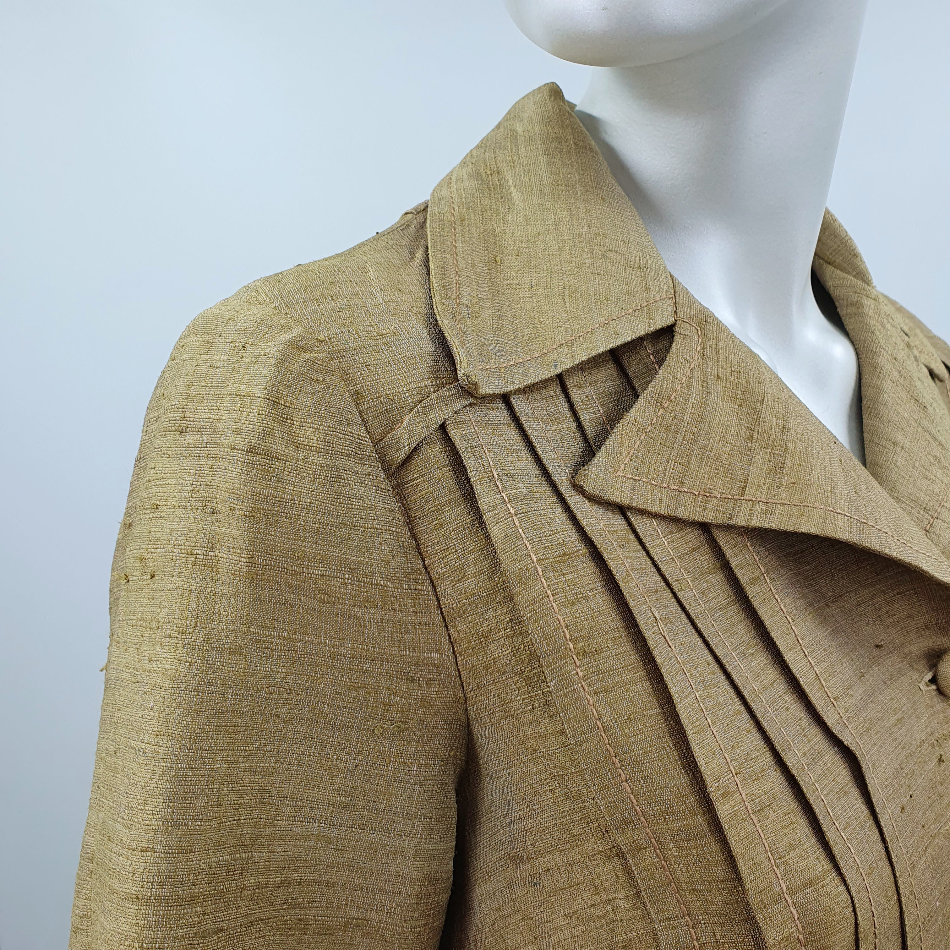 Raw silk dress from the 60s-70s, color golden sand, size 38/40