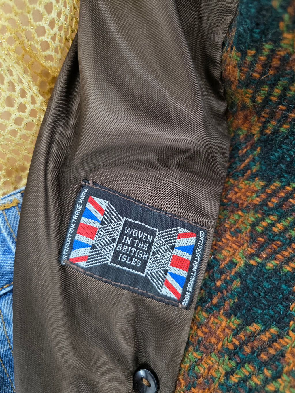 Ruutukuvioinen villakangastakki 50-60-luvulta, koko 36/38