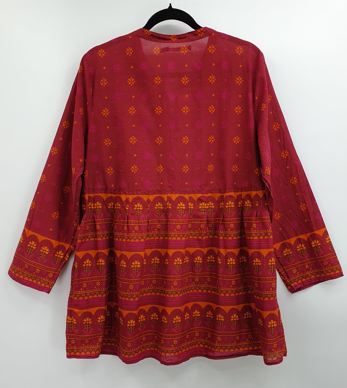 Gudrun Sjöden, burgundy cotton tunic from the 2000s, size 40-42