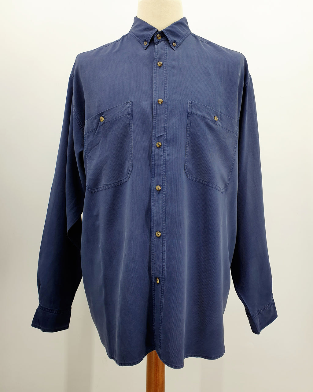 Farkunsininen miesten vintage silkkipaita, 90-luku