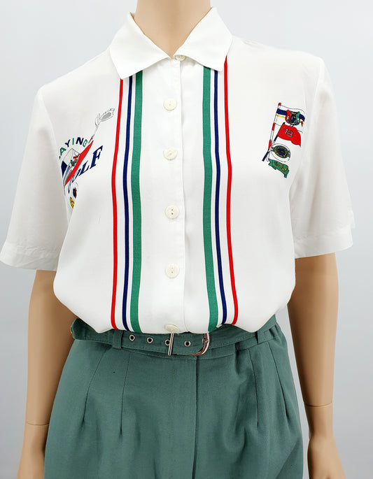 Kellermann, short-sleeved golf-themed women's shirt from the 90s, size 36-38