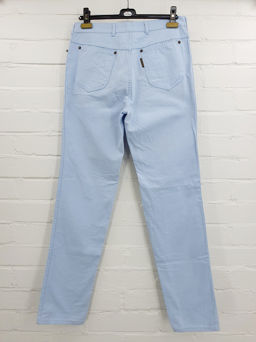 Rancher, vaaleansiniset puuvillahousut 90-luvulta, vyötärö 84cm, koko 40-42