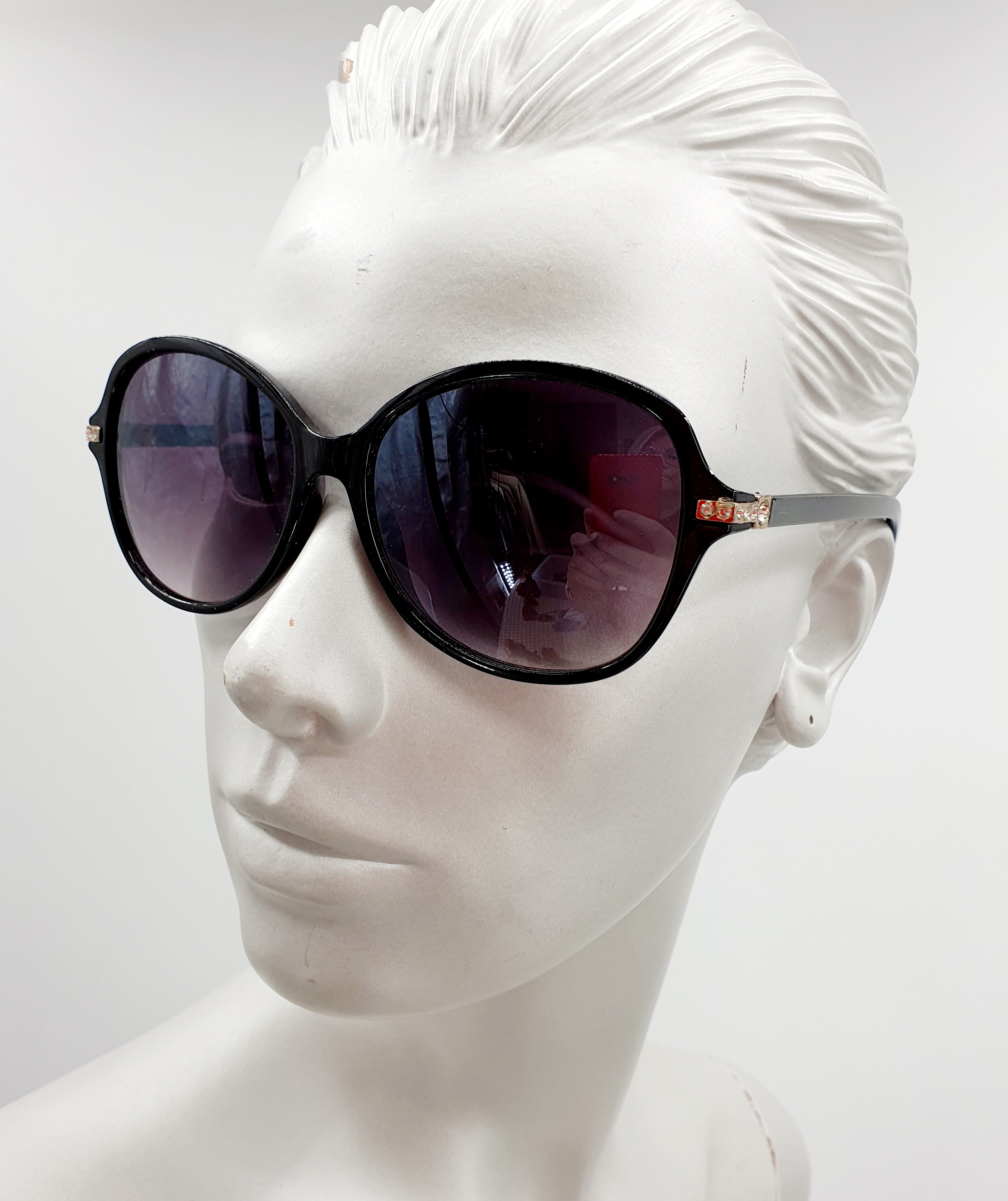 Dasoon, black sunglasses with diamond decorations, UV400