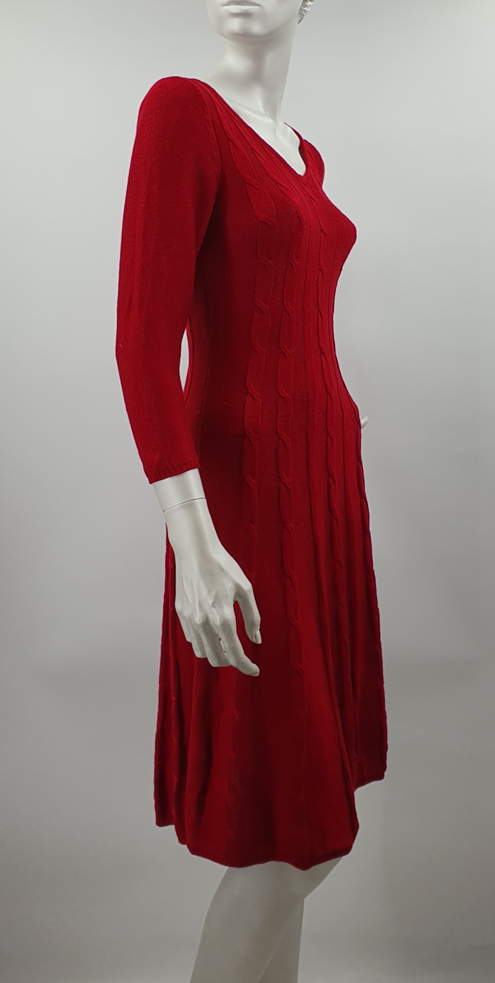 Nine West, dark red knitted dress, size 34-36
