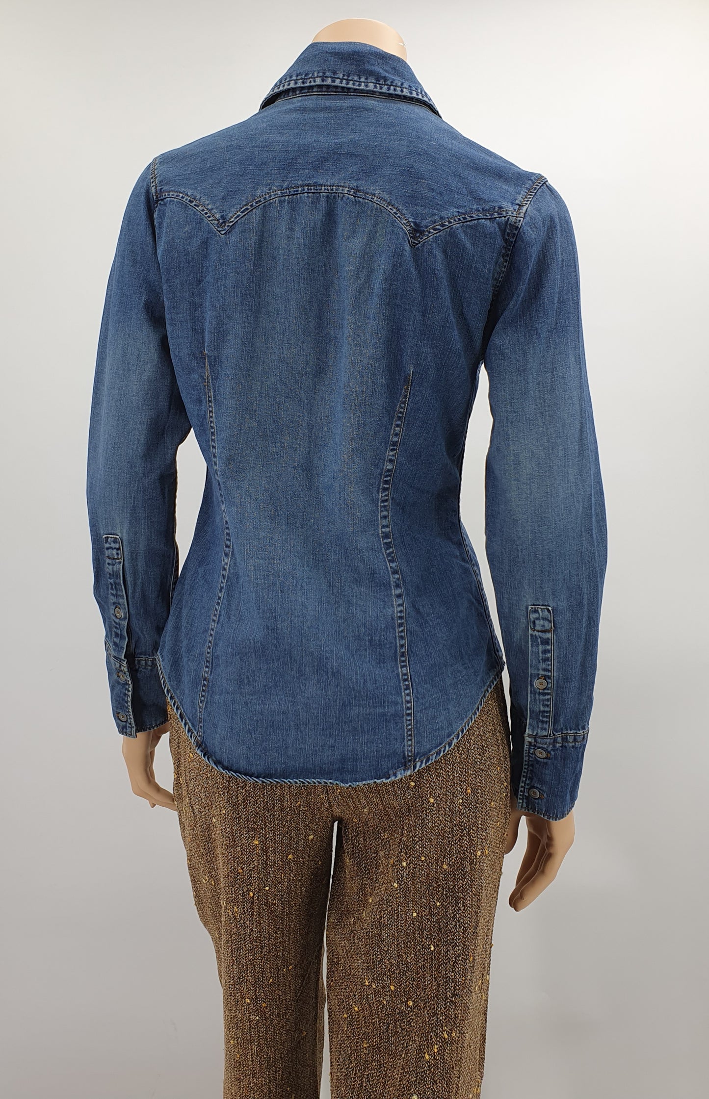 Hennes, blue Y2K denim shirt, size 36