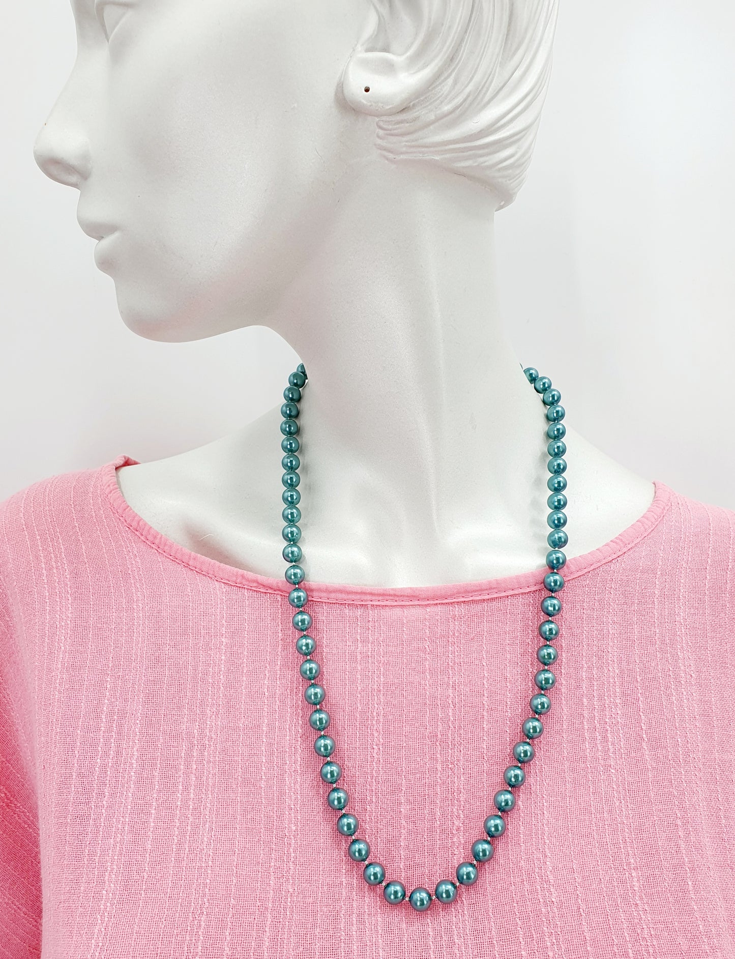 Turquoise pearl necklace, length 58cm