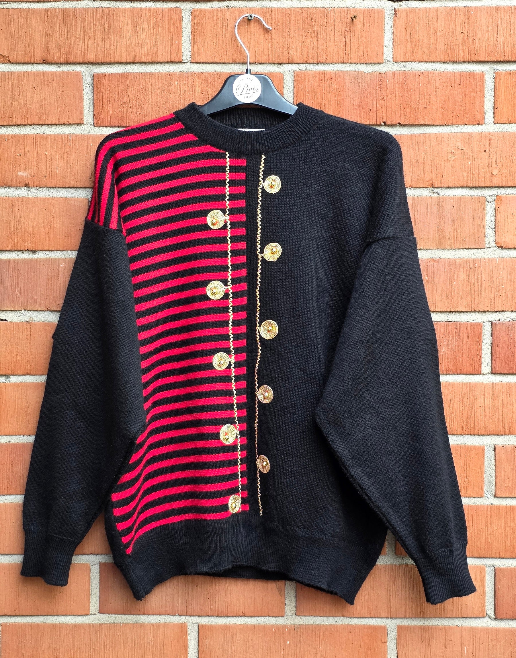 Red and black women's sweater from the 80s-90s, size 38-40-42