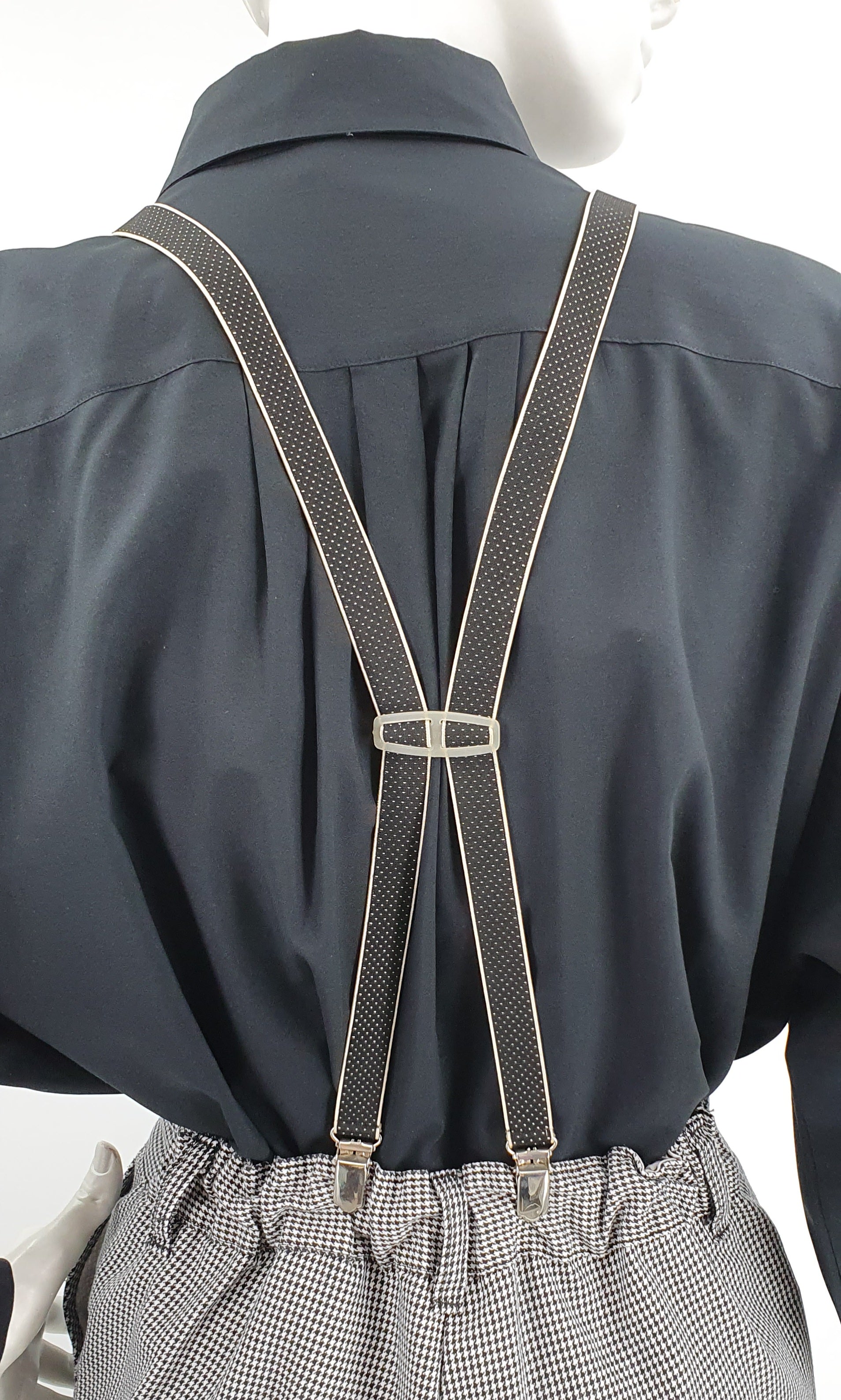 H-shaped narrow suspenders, color black and white