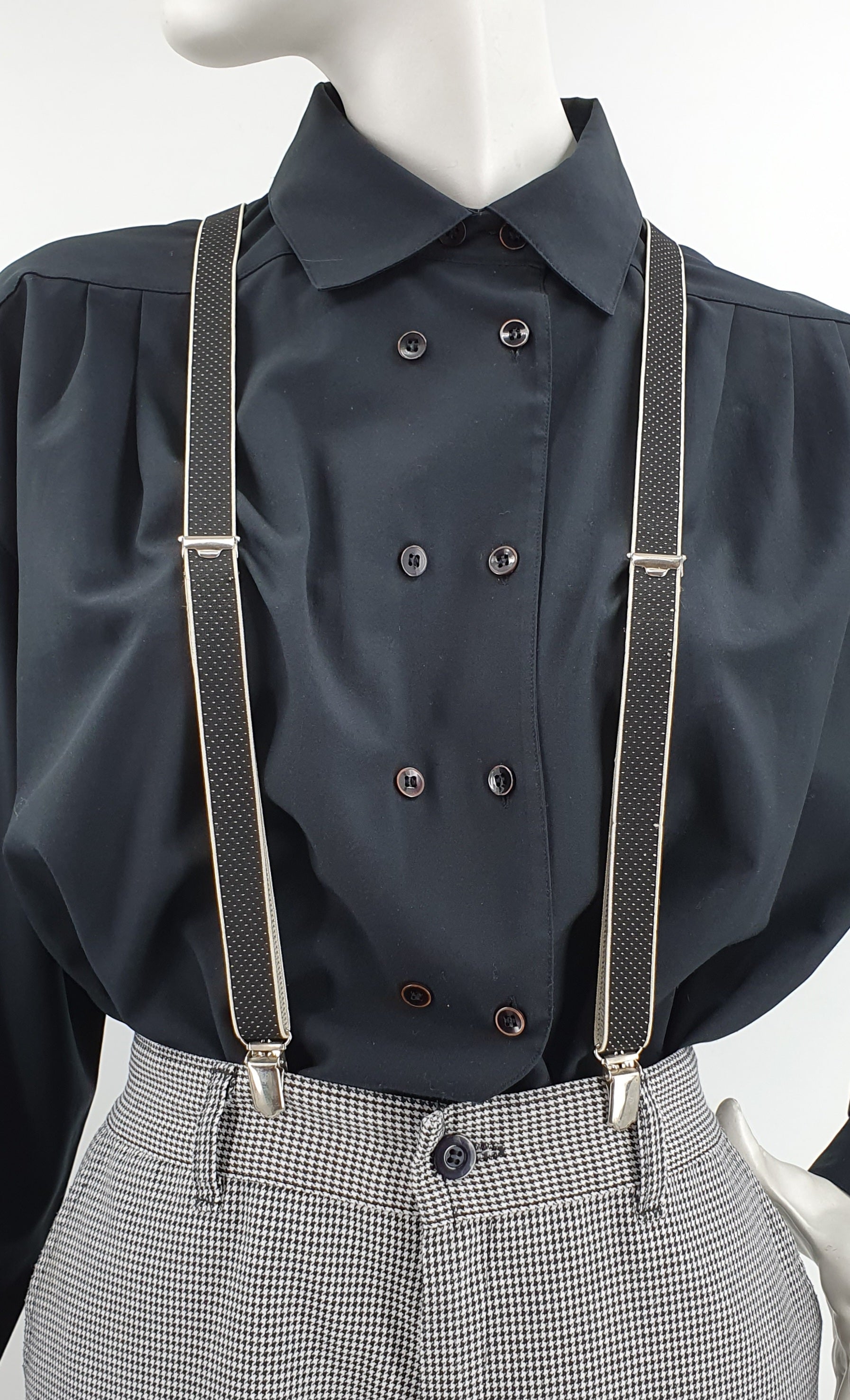 H-shaped narrow suspenders, color black and white