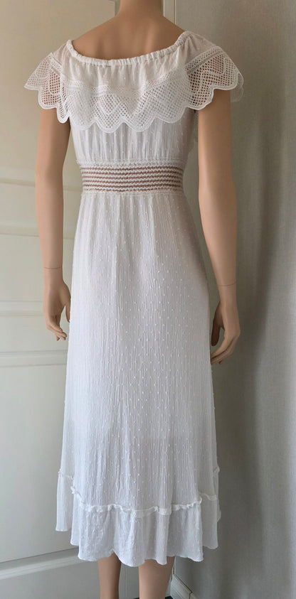 White summer dress from the 80s-90s, size 34-36-(38)