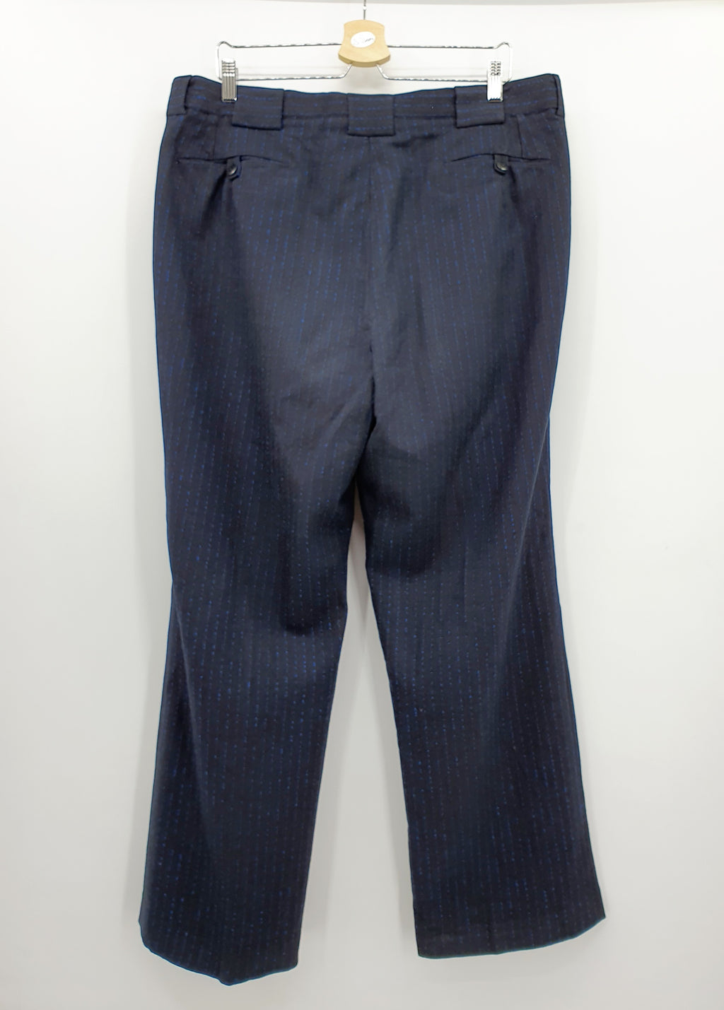 Men's black wool trousers with striped pattern, 1950s, size XL