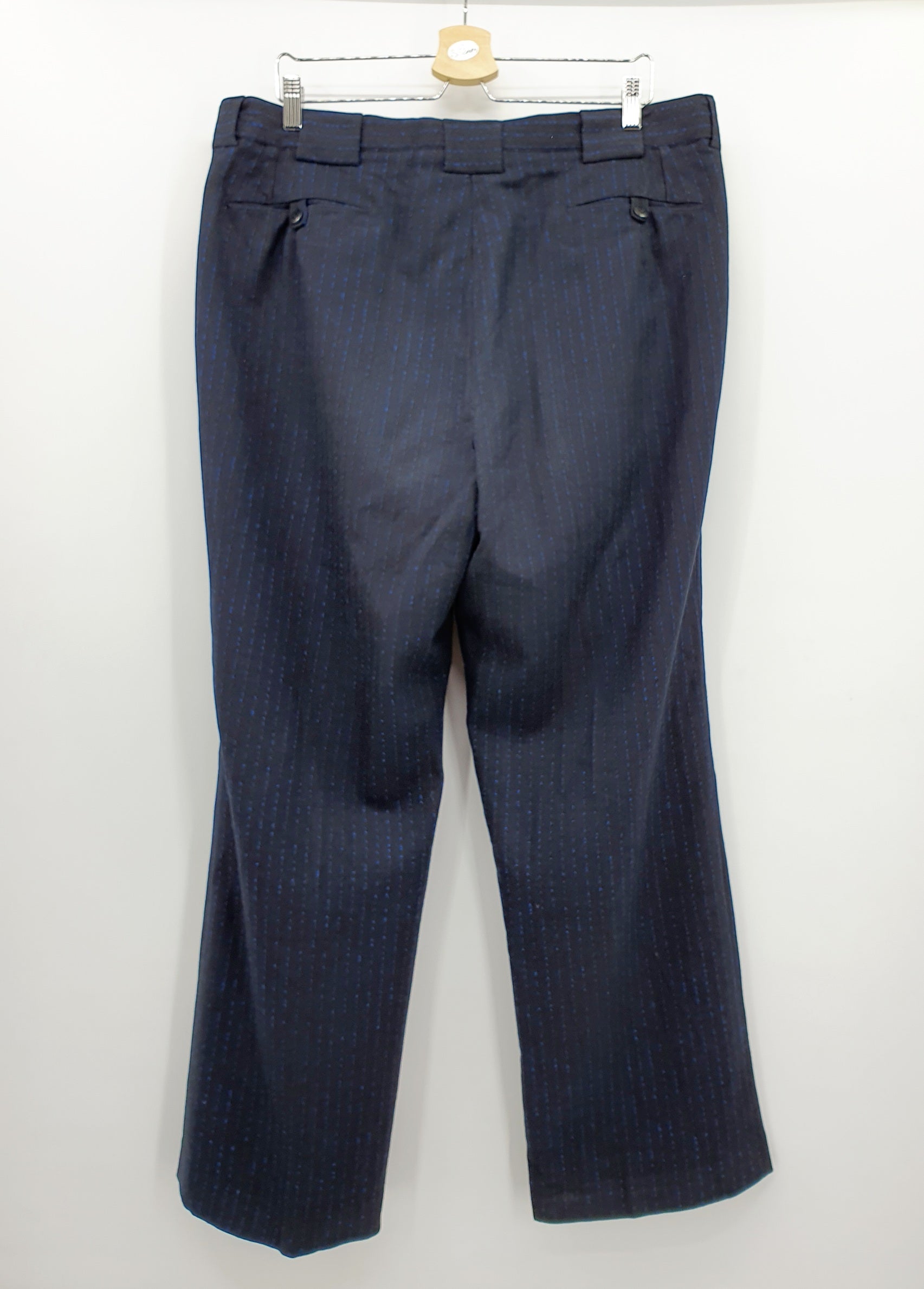 Men's black wool trousers with striped pattern, 1950s, size XL
