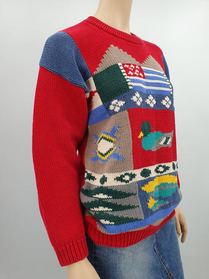 Duck-themed sweater from the 80s-90s, size 36-38