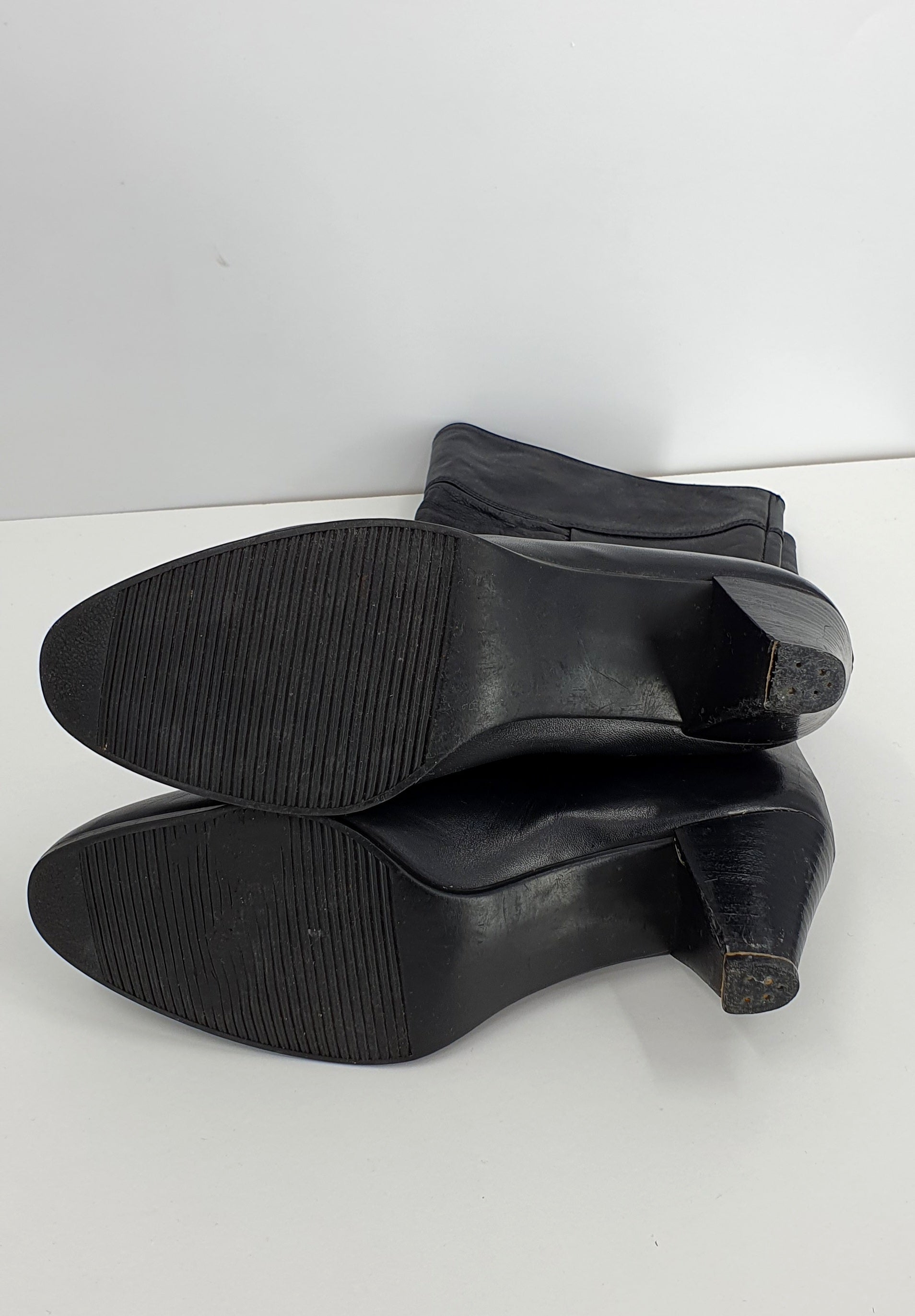 Tuomi-Kenkä, black leather boots from the 80s, size 38