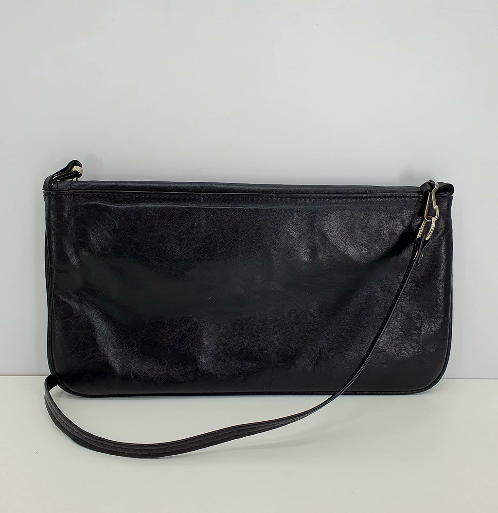 Black shoulder bag from the 70s-80s, genuine leather