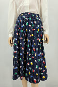 Dark blue pleated skirt from the 80s, waist 80-88cm, size 40/42