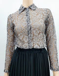 Mona Wear, silver-gray lace shirt, 80s-90s, size 36