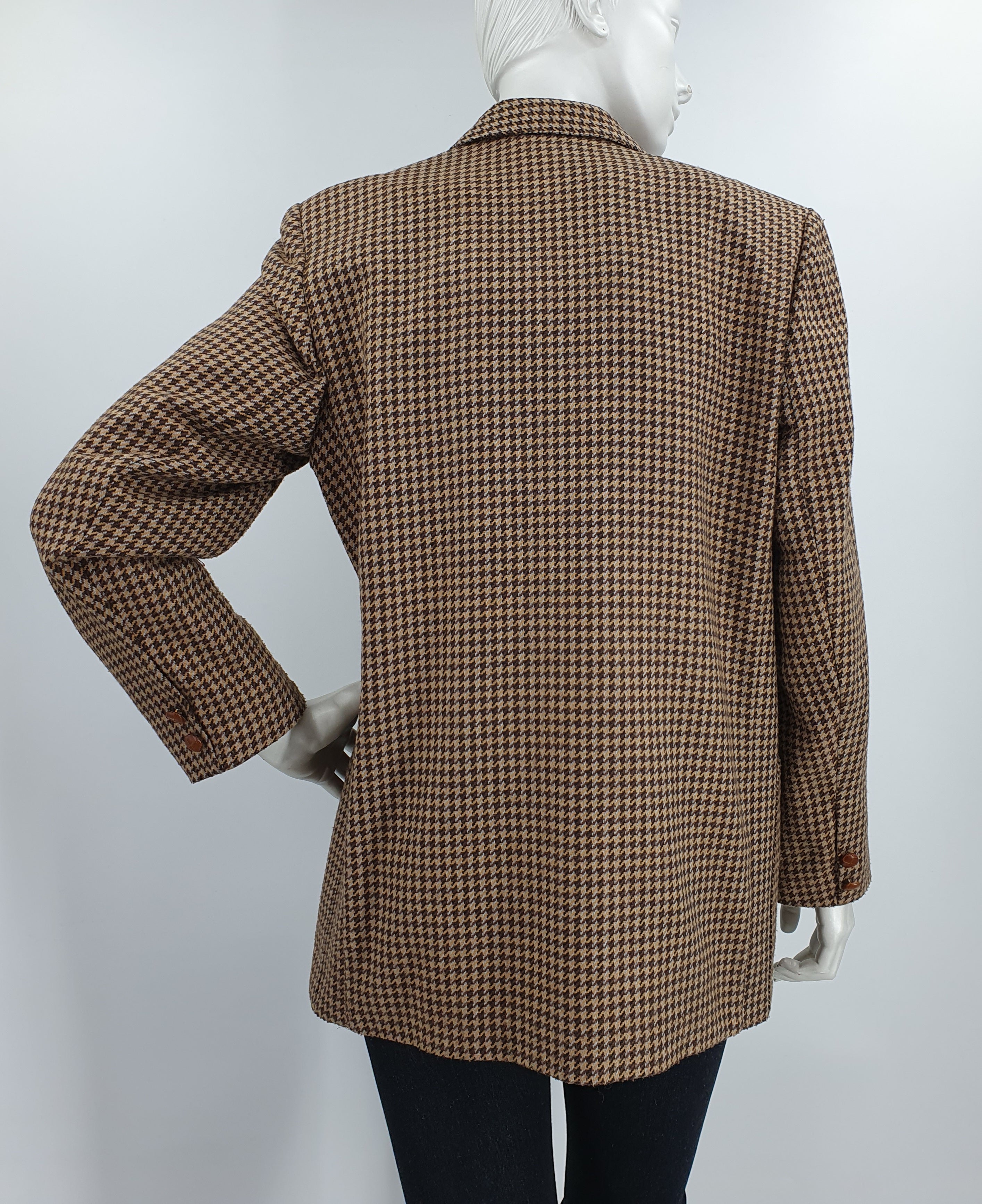 Design Product, brown blazer with houndstooth pattern from the 90s, size 36-38