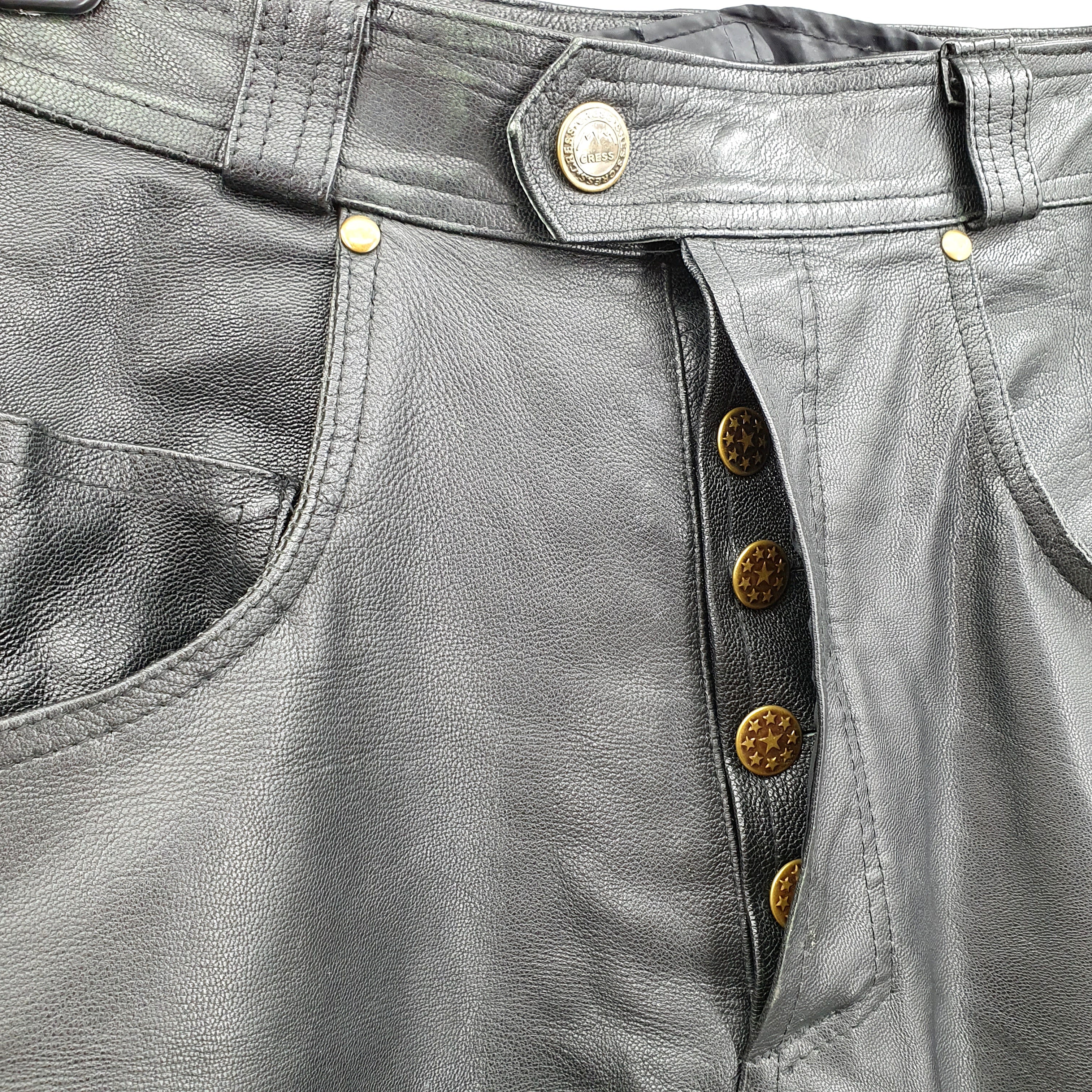 Cress, men's leather pants with removable lining, size C54
