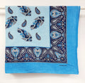 Paisley patterned cotton scarf, size 50x50cm, blue/orange
