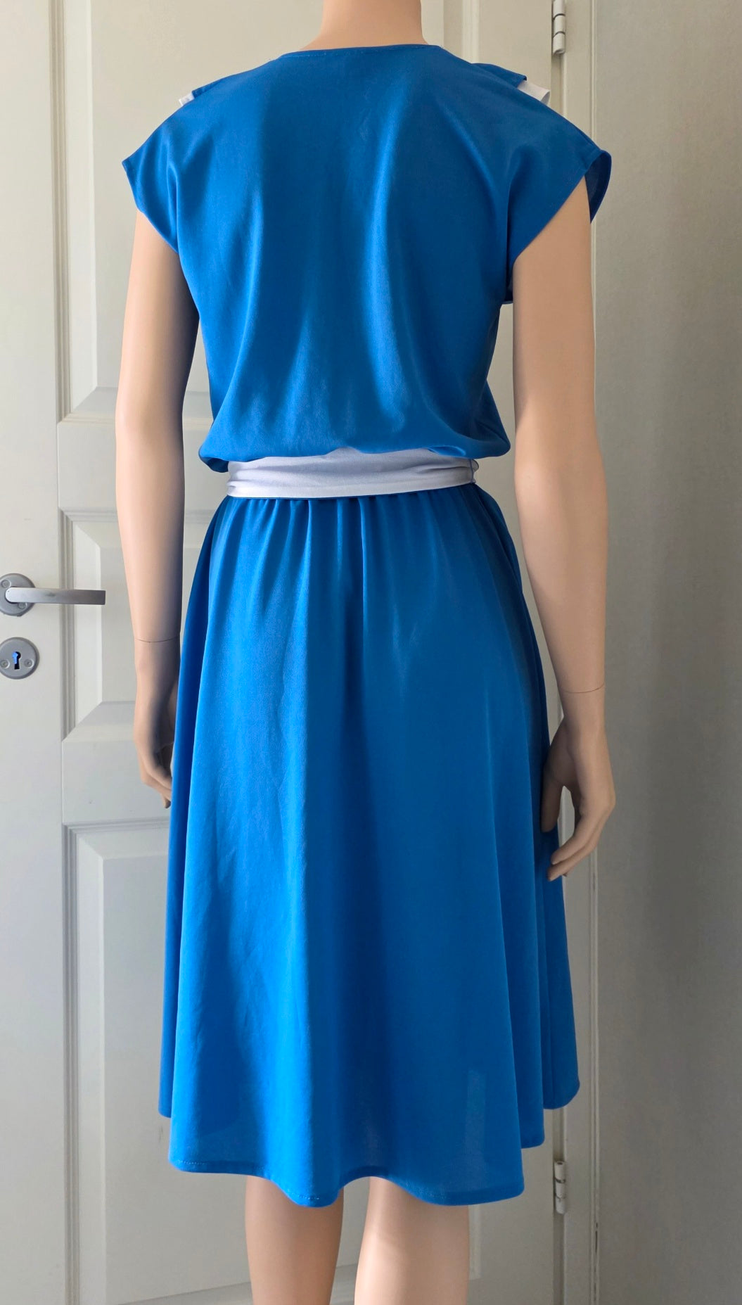 Blue and white English vintage dress, 70s-80s, size 36