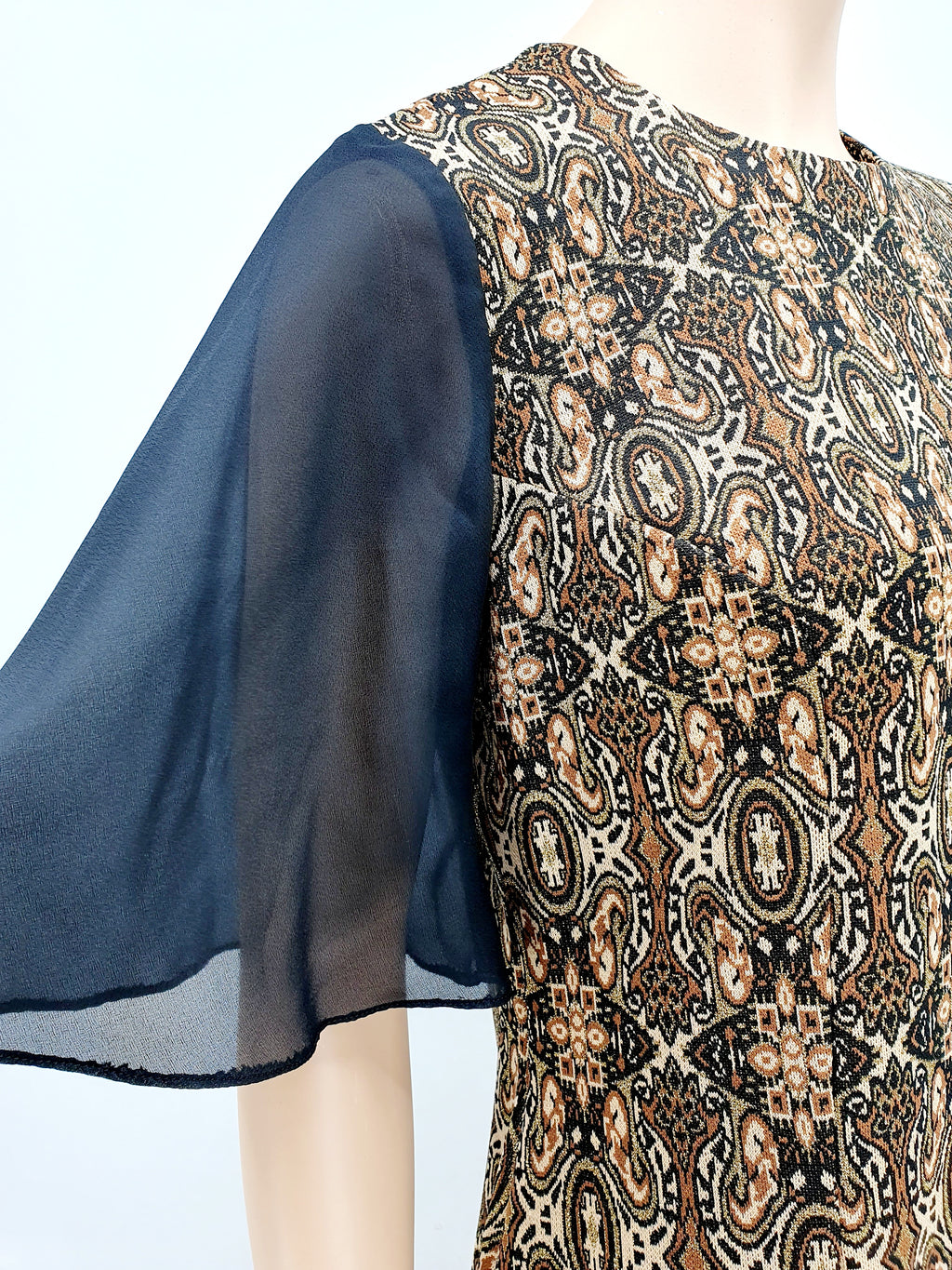 Black and brown glittering party dress from the 70s, size 38/40