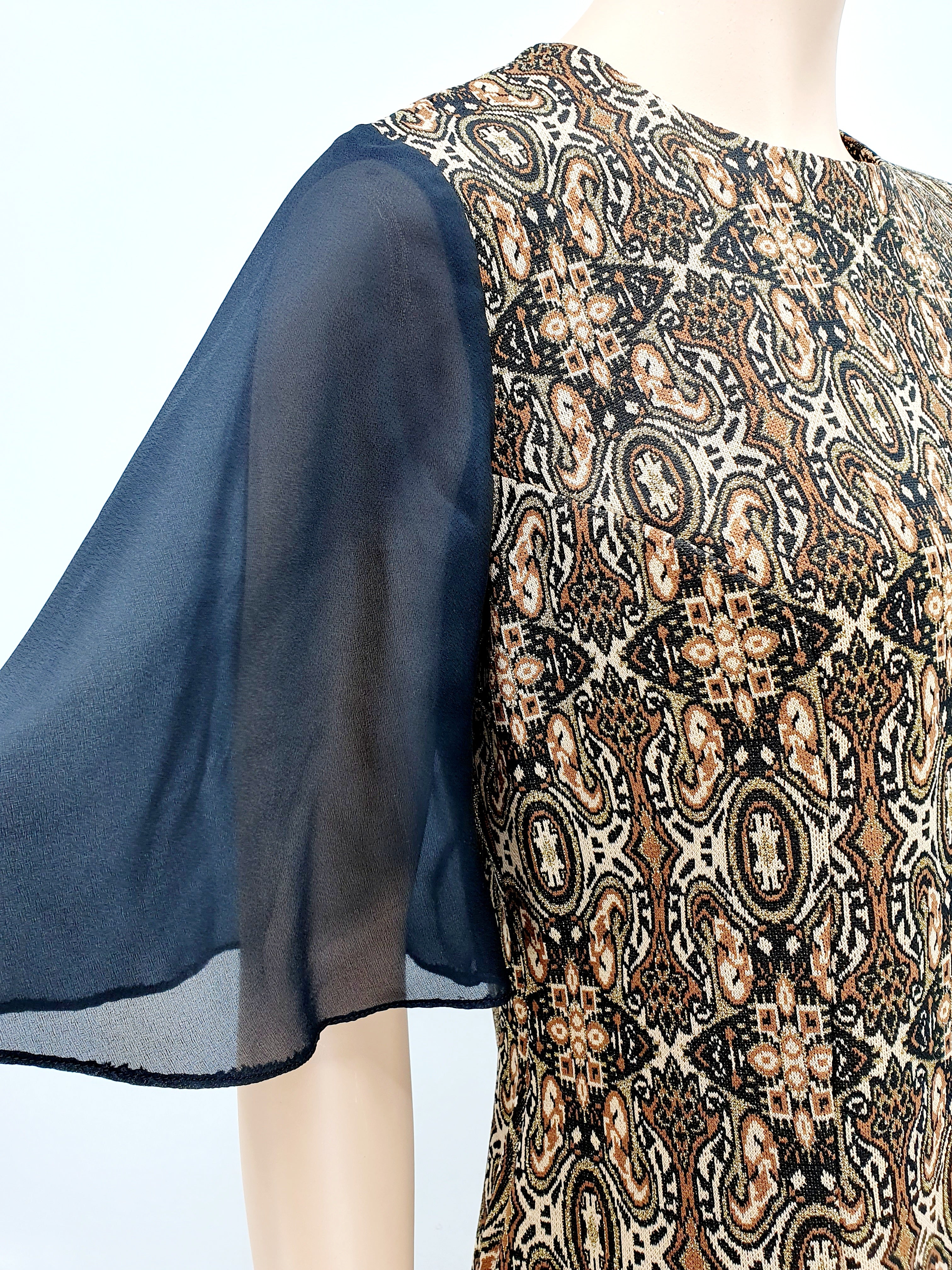 Black and brown glittering party dress from the 70s, size 38/40