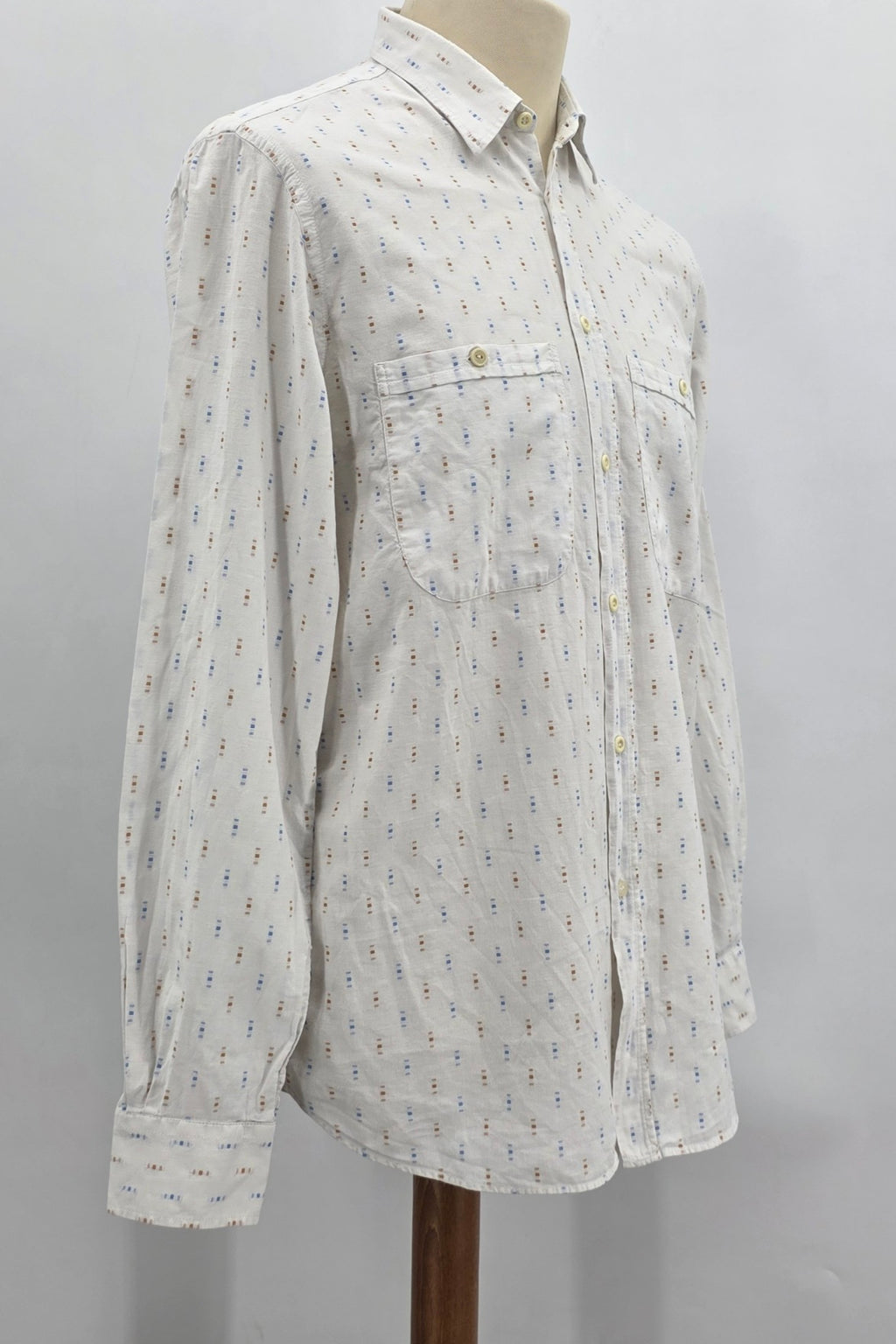 White men's cotton shirt, 70s-80s, size SM